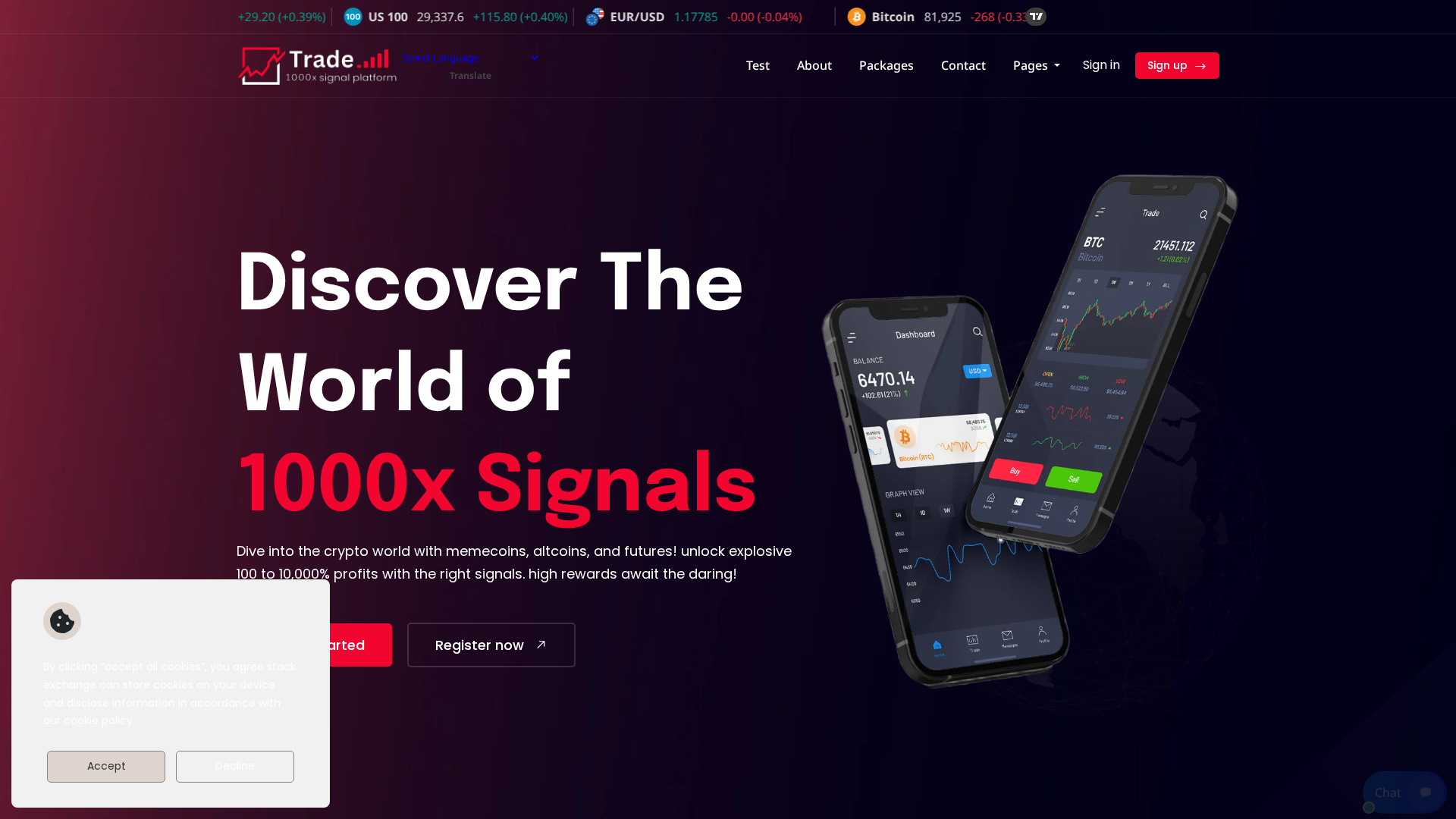Screenshot of metroglobalsignals.live