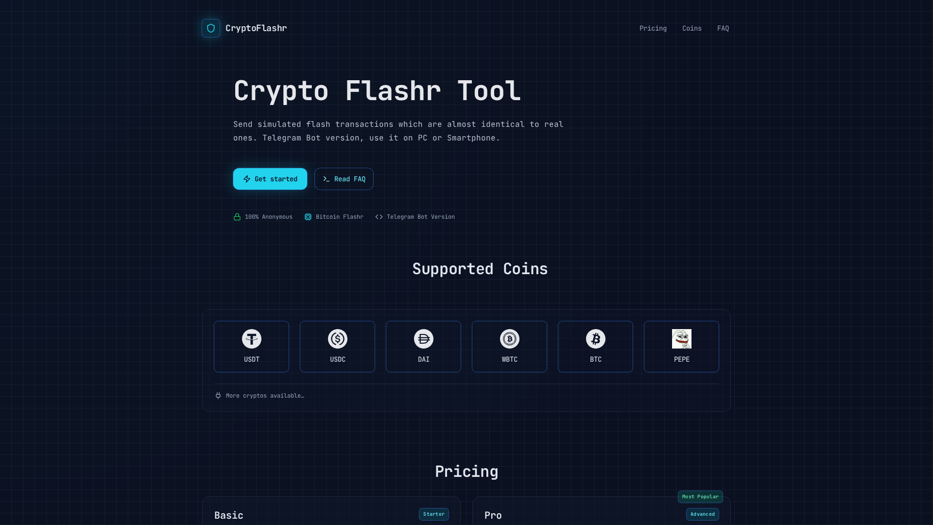 Screenshot of cryptoflashr.net