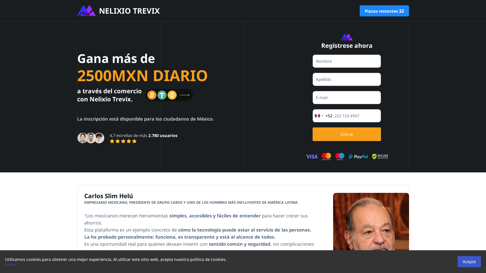 Screenshot of platarionex.com