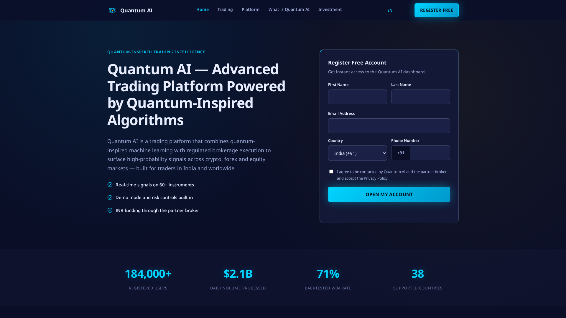 Screenshot of quantumai.5g.in