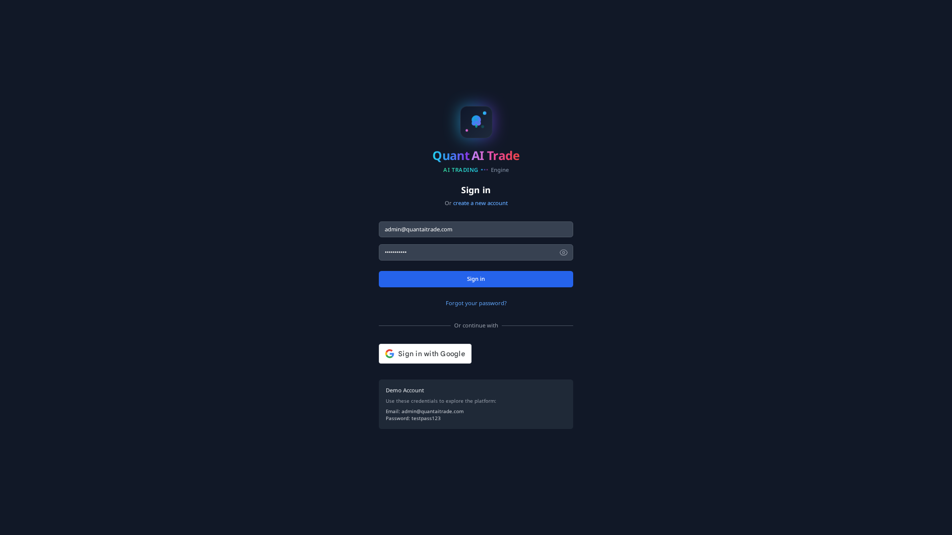 Screenshot of quantaitrade.com