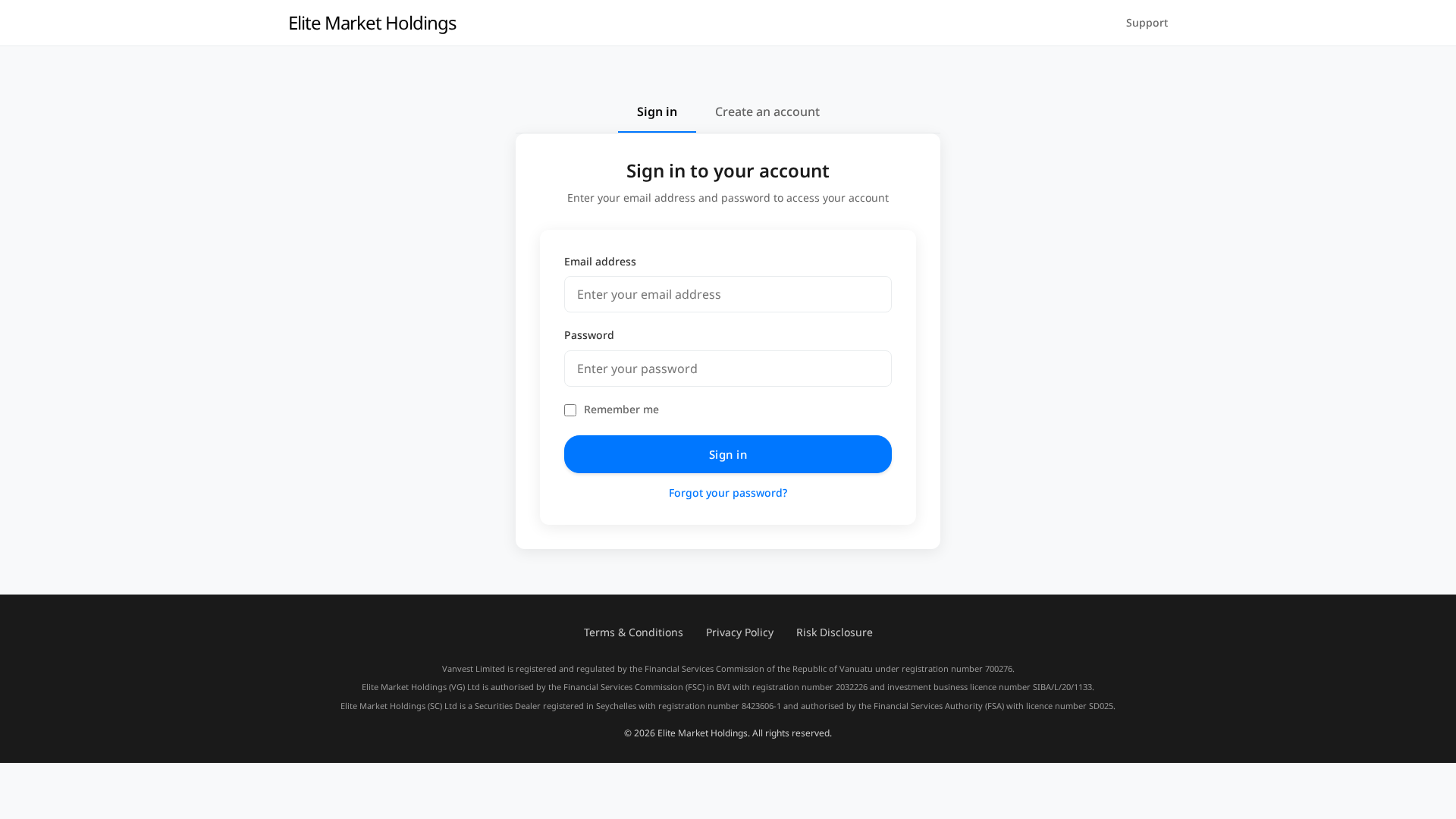 Screenshot of elitemarketholdings.com