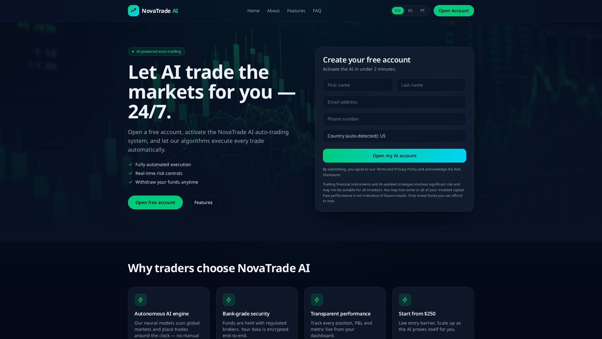 Screenshot of novatradeai.site