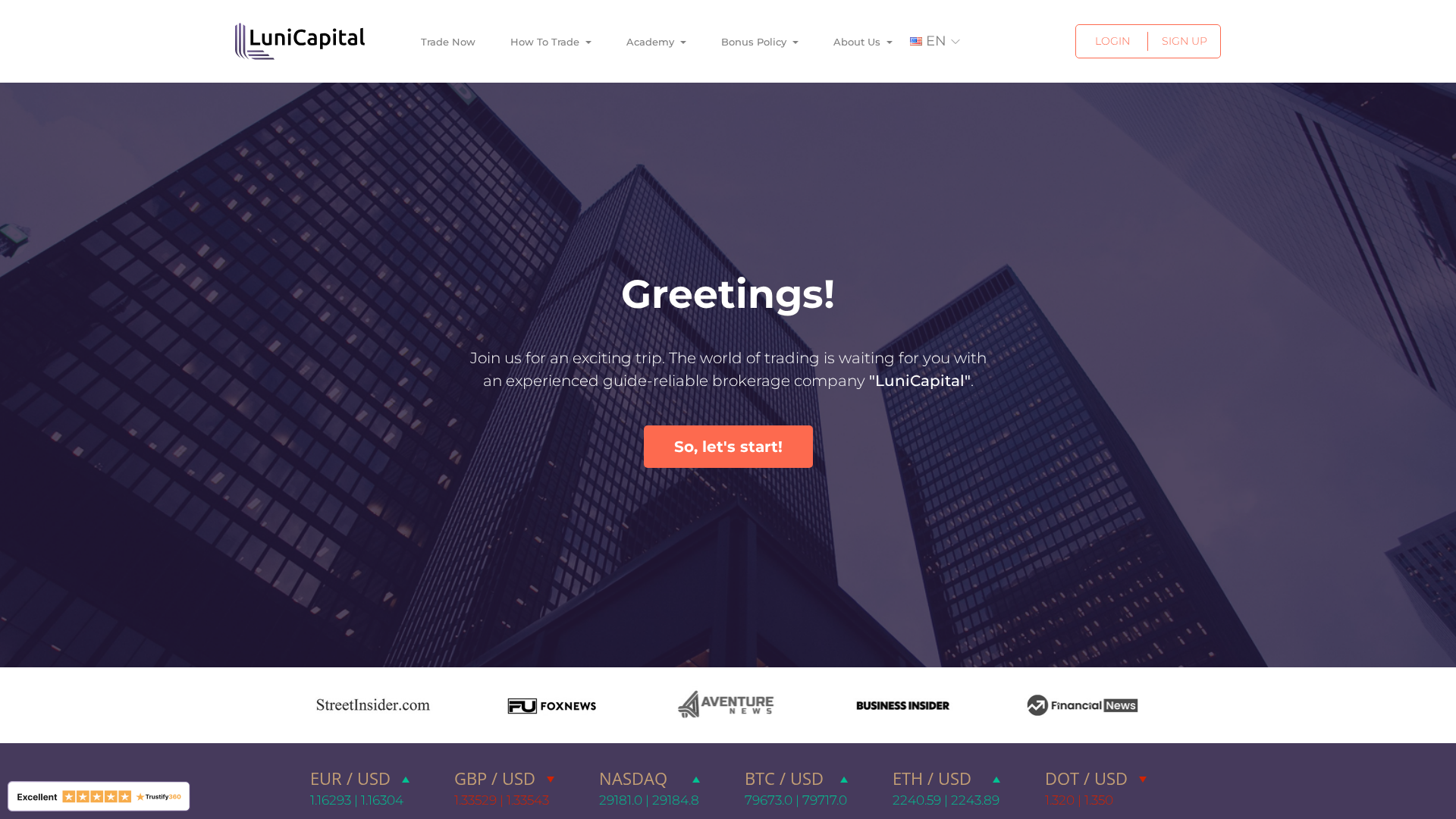 Screenshot of lunicapital.net