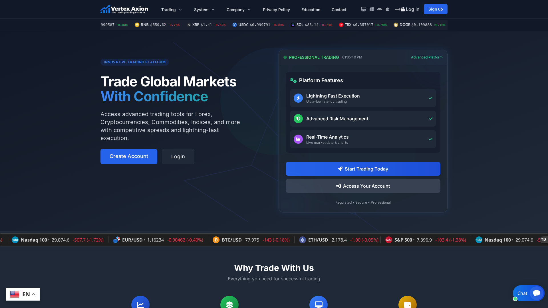 Screenshot of vertexaxion.com