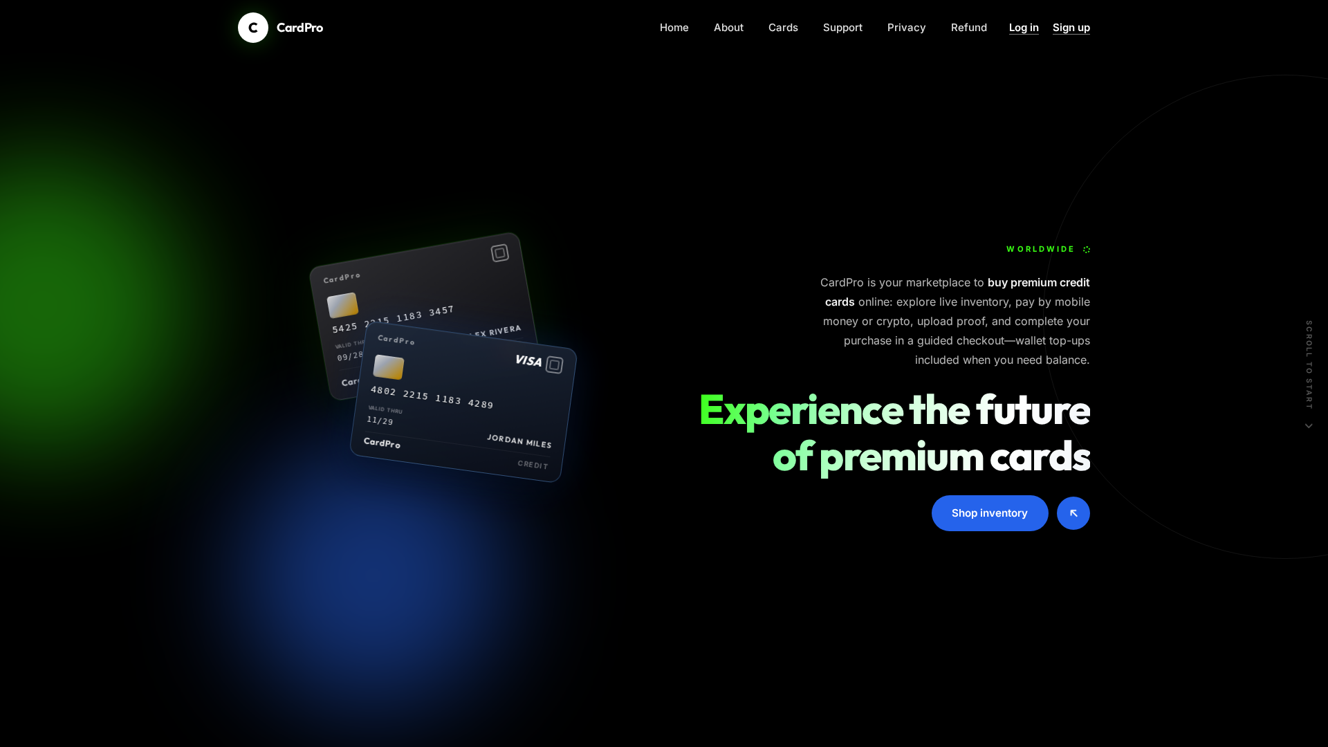 Screenshot of cardpro.store