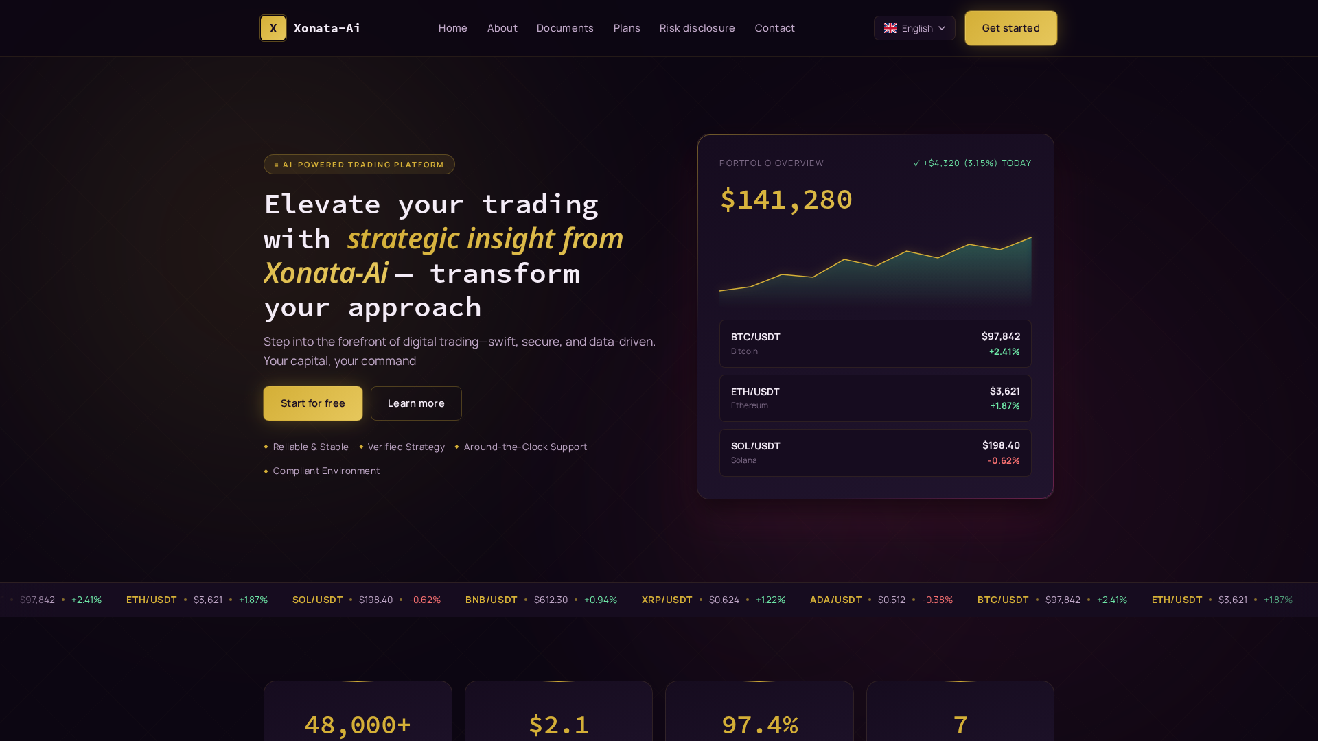 Screenshot of xonataaitrade.com