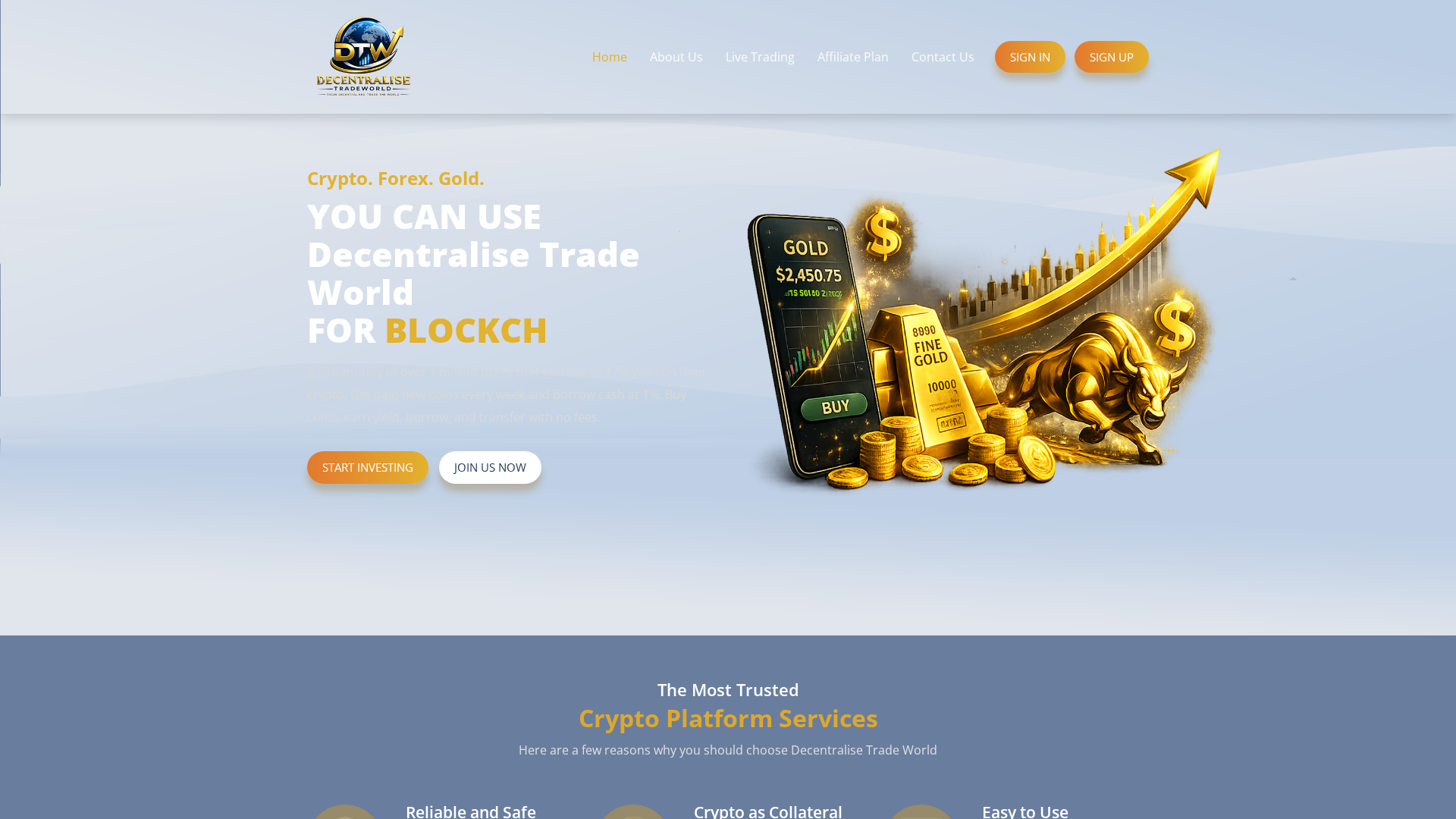 Screenshot of decentralisetradeworld.io