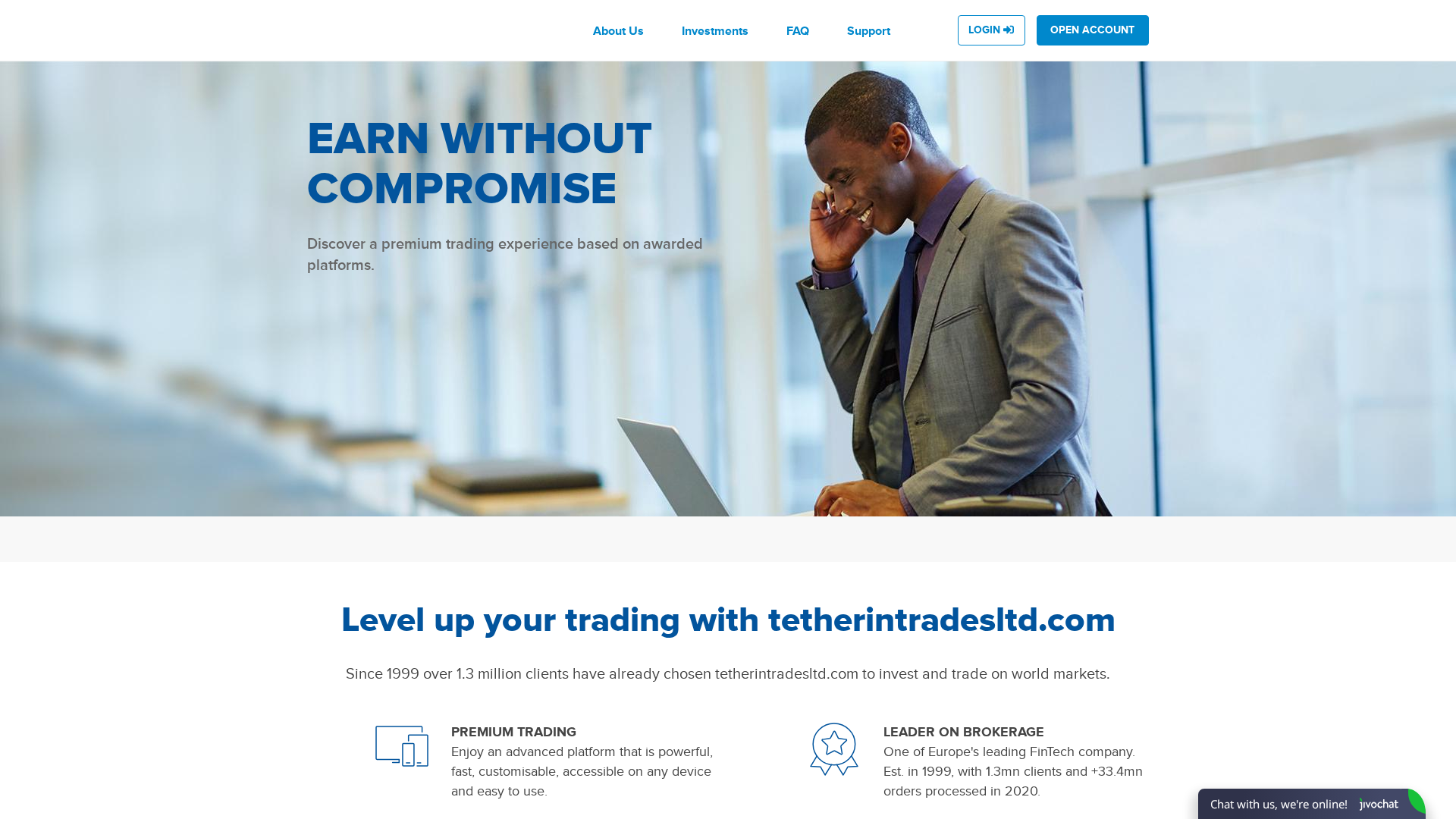 Screenshot of tetherintradesltd.com