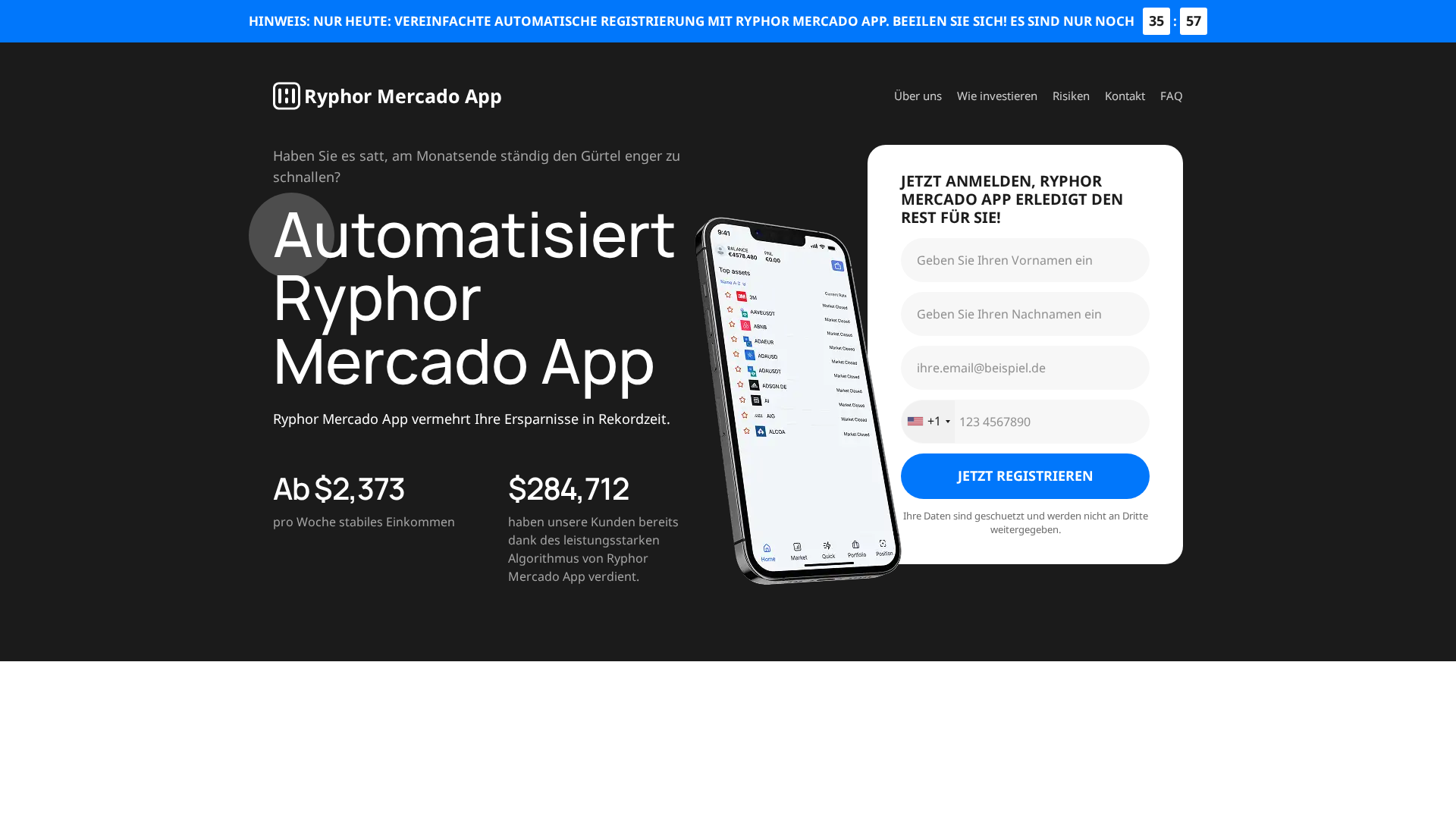 Screenshot of ryphormercadoapptrade.de