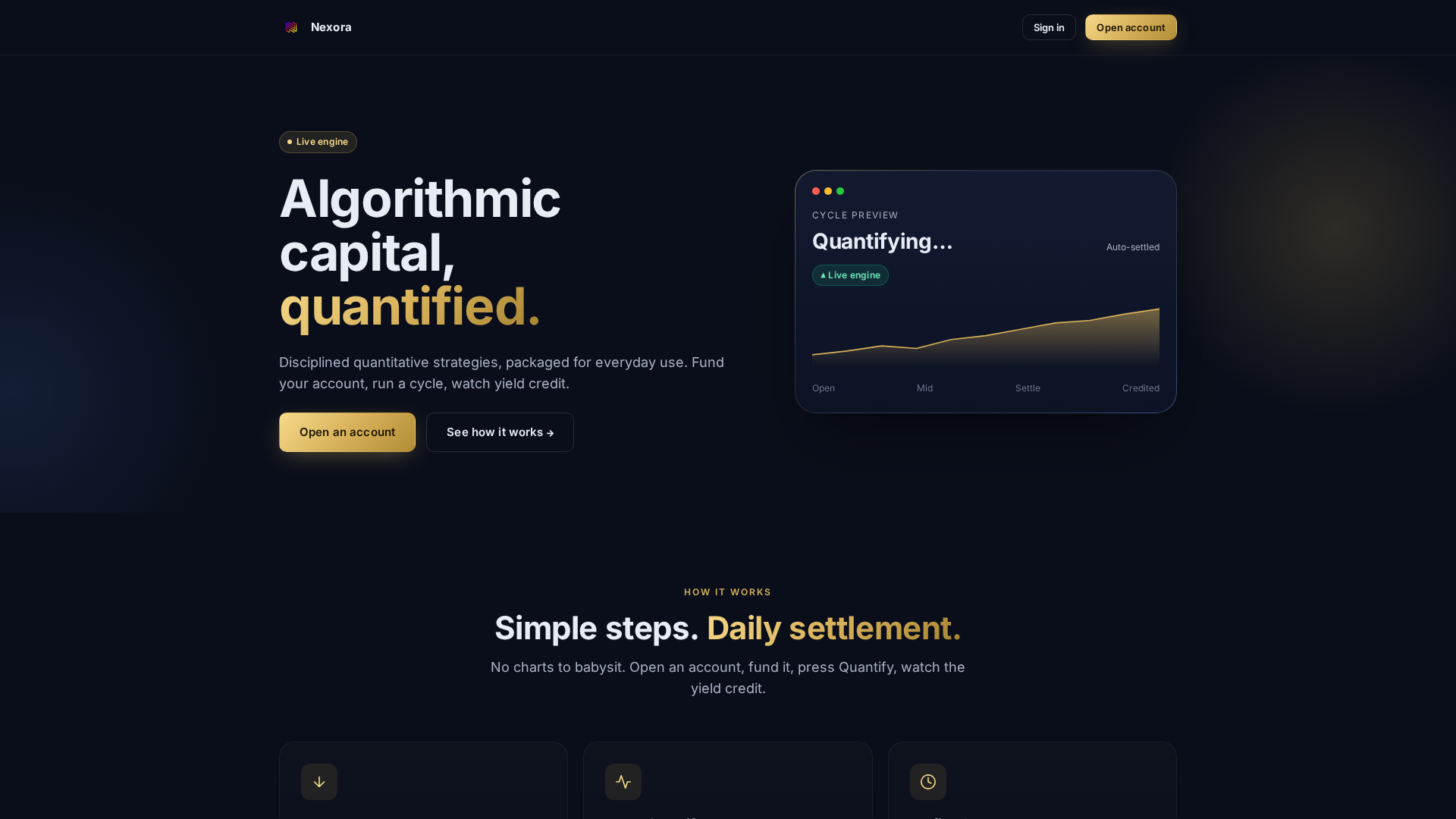 Screenshot of tradenexora.com