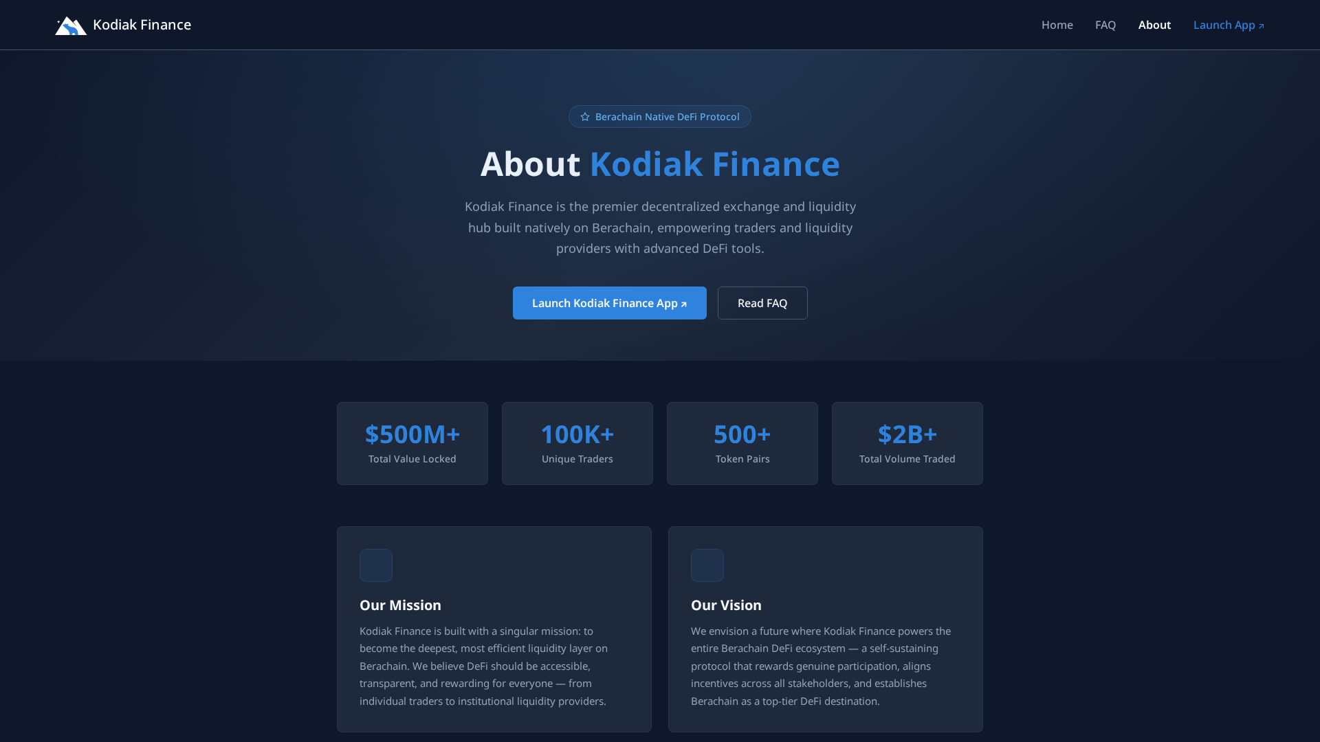 Screenshot of kodiak-finance.xyz