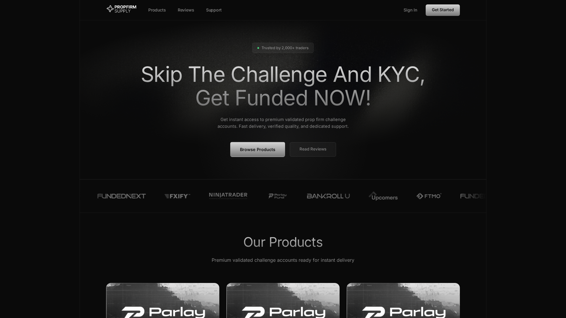 Screenshot of propfirmsupply.com