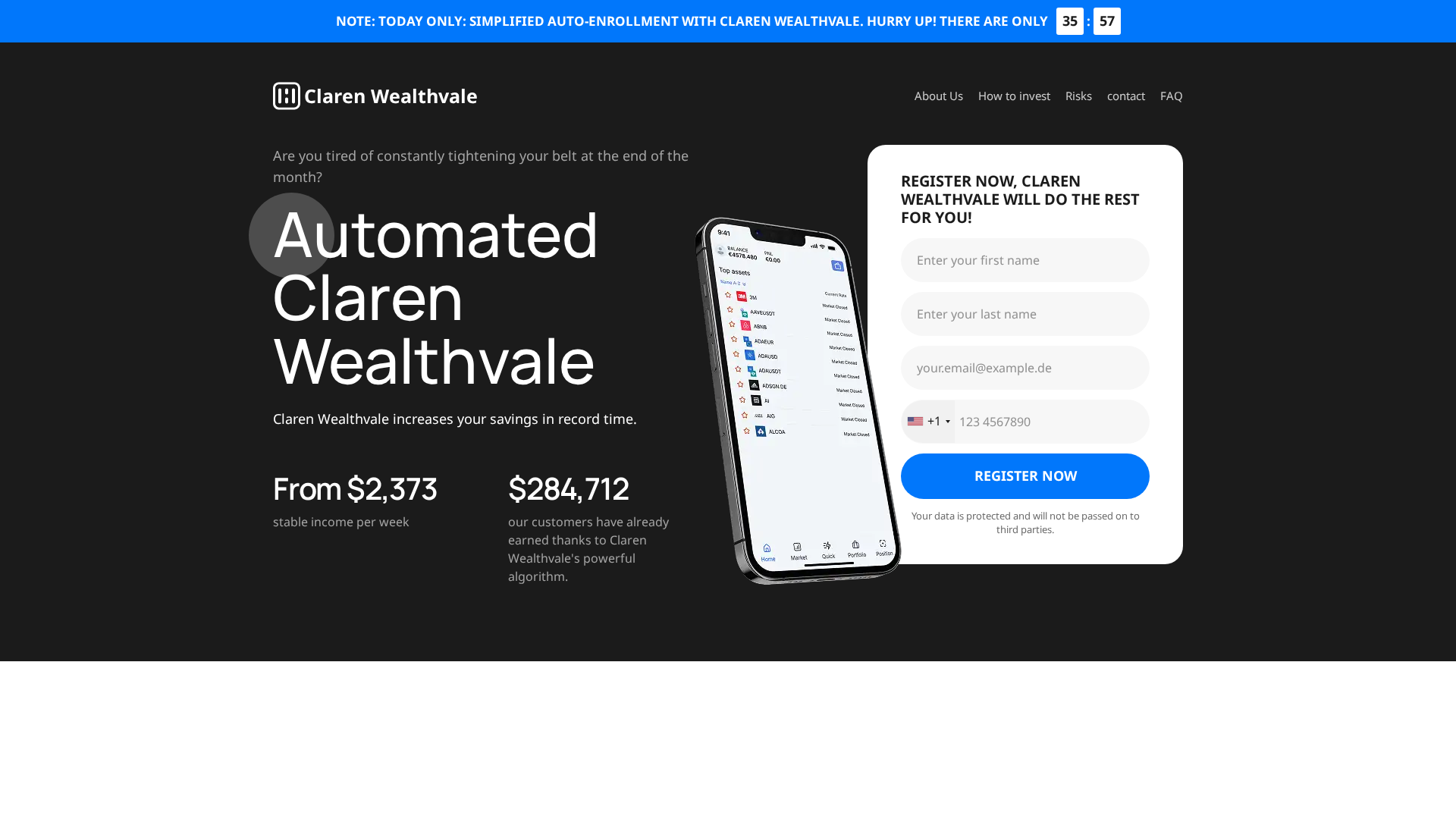 Screenshot of clarenwealthvale.com
