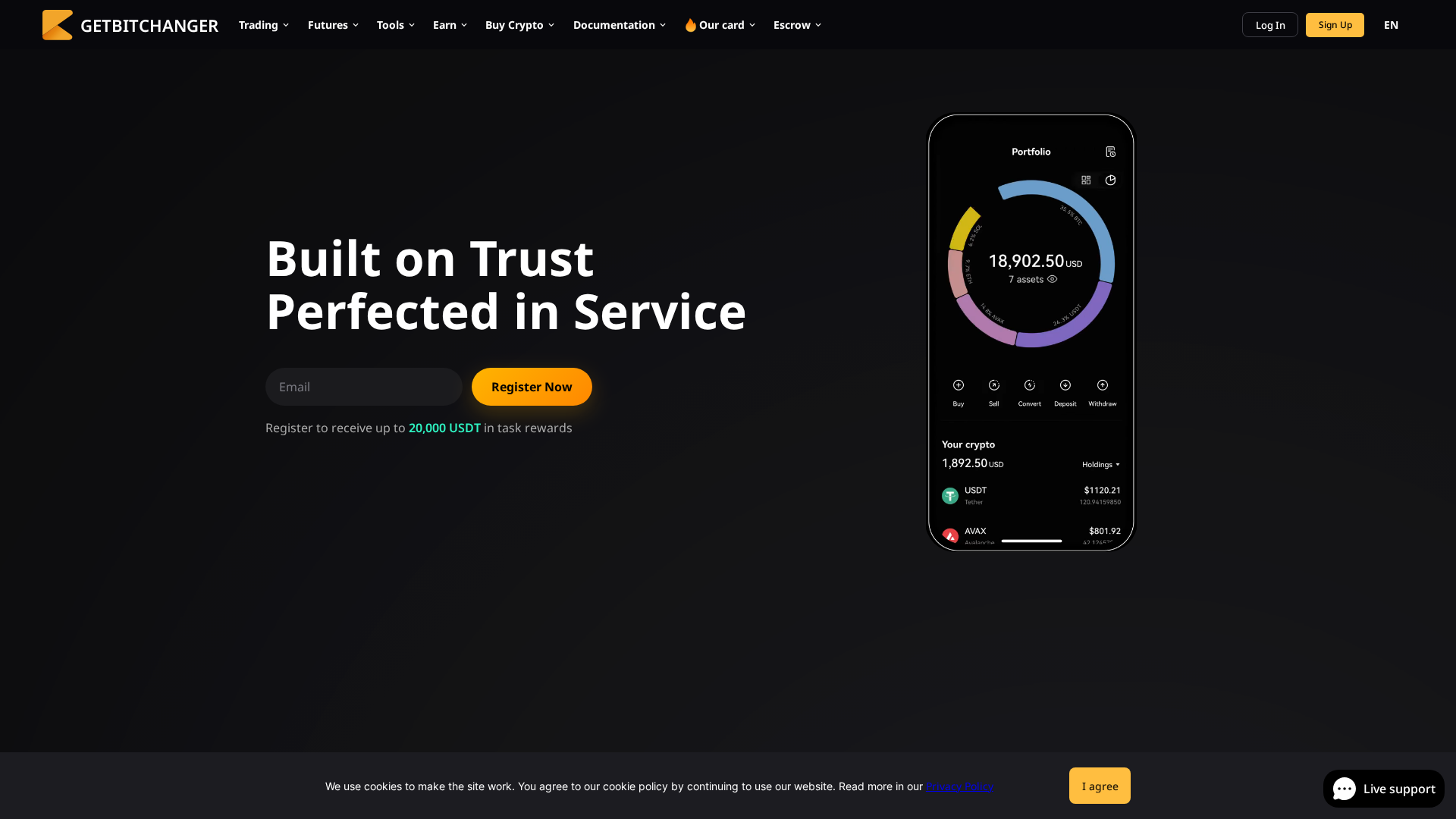 Screenshot of getbitchanger.com