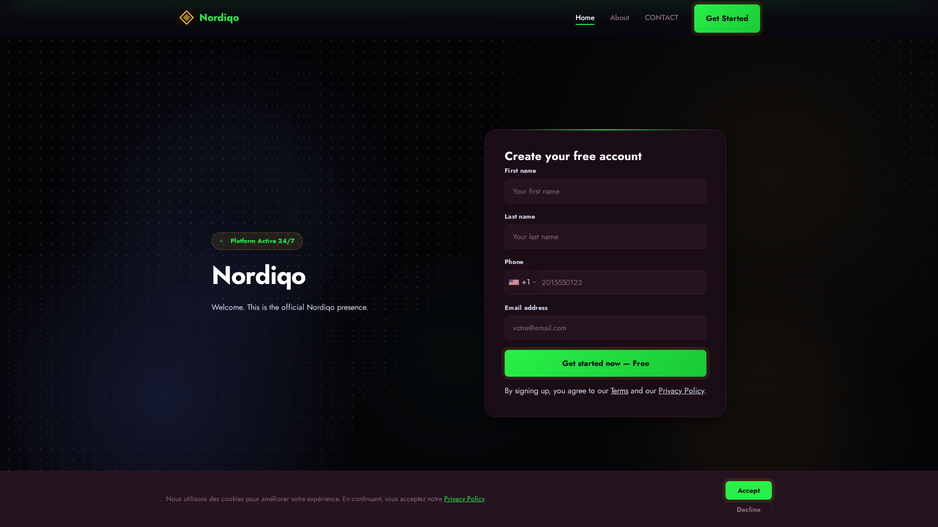 Screenshot of nordiqo-crypto.org