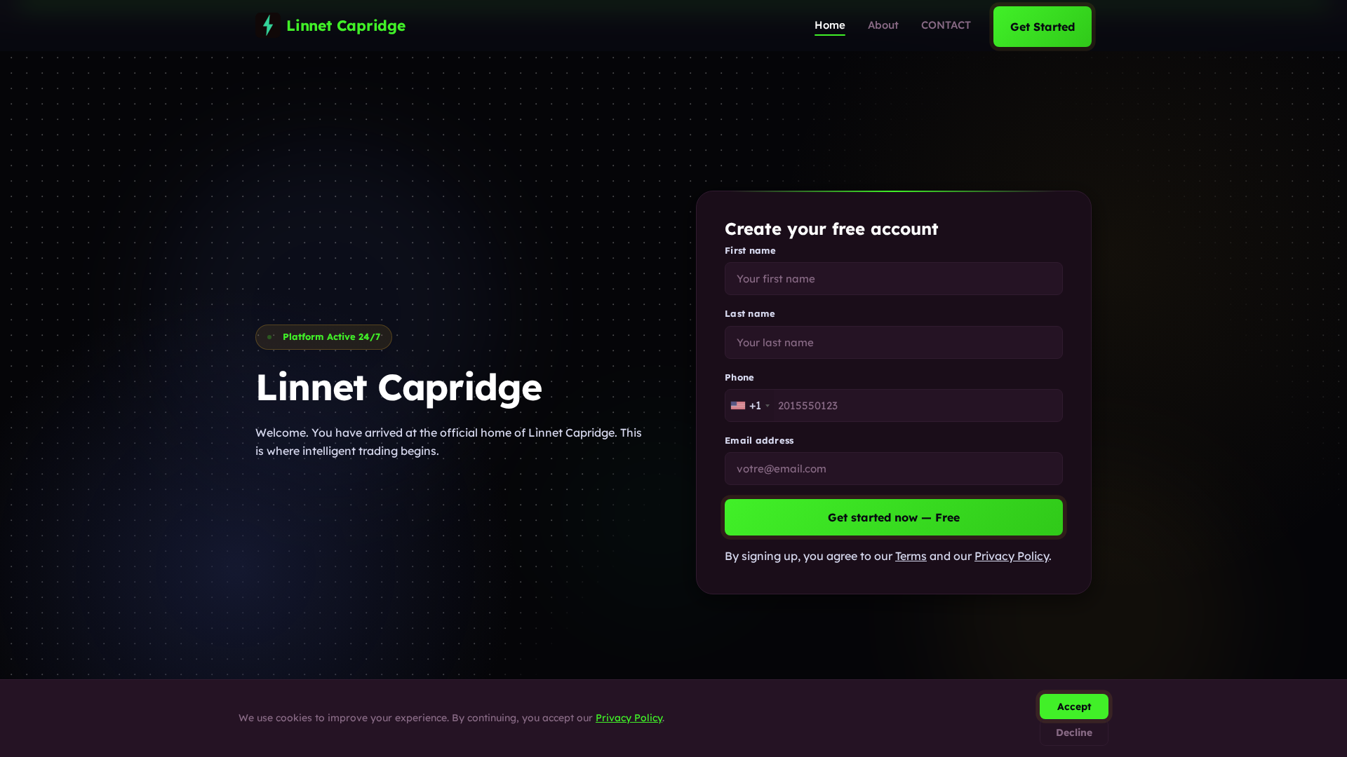 Screenshot of linnetcapridge.org