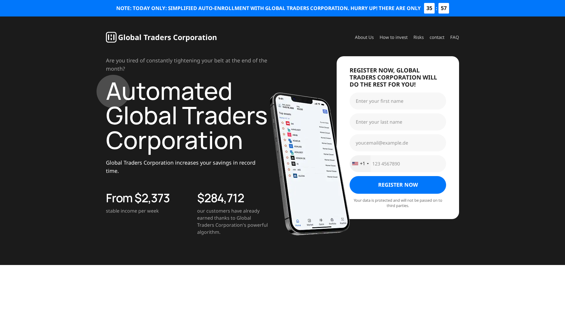 Screenshot of globaltraderscorporation.net