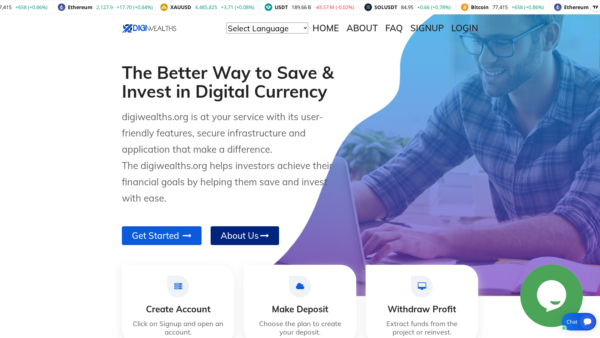 Screenshot of digiwealths.org