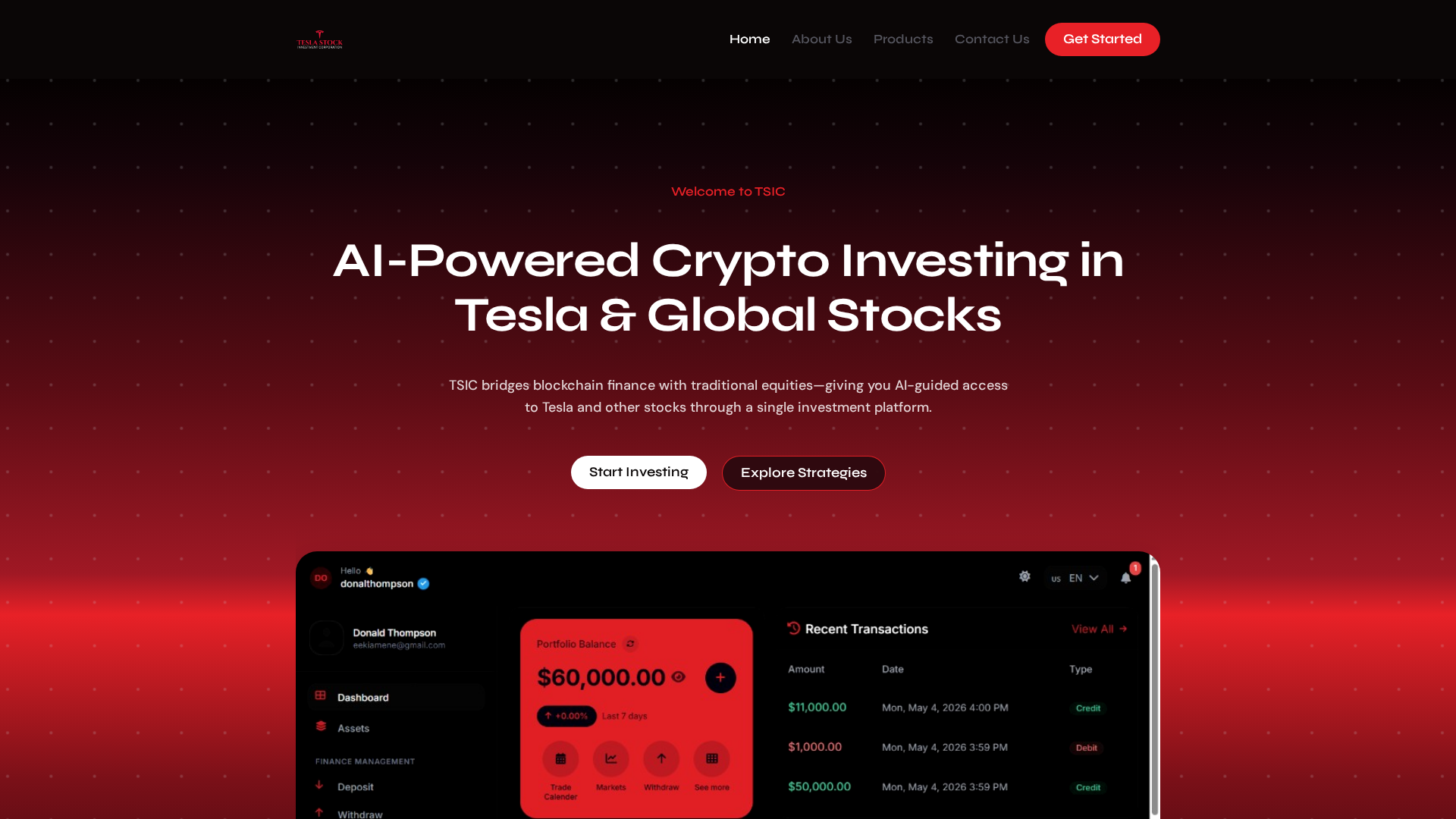 Screenshot of teslastockinvestmentcorporation.com