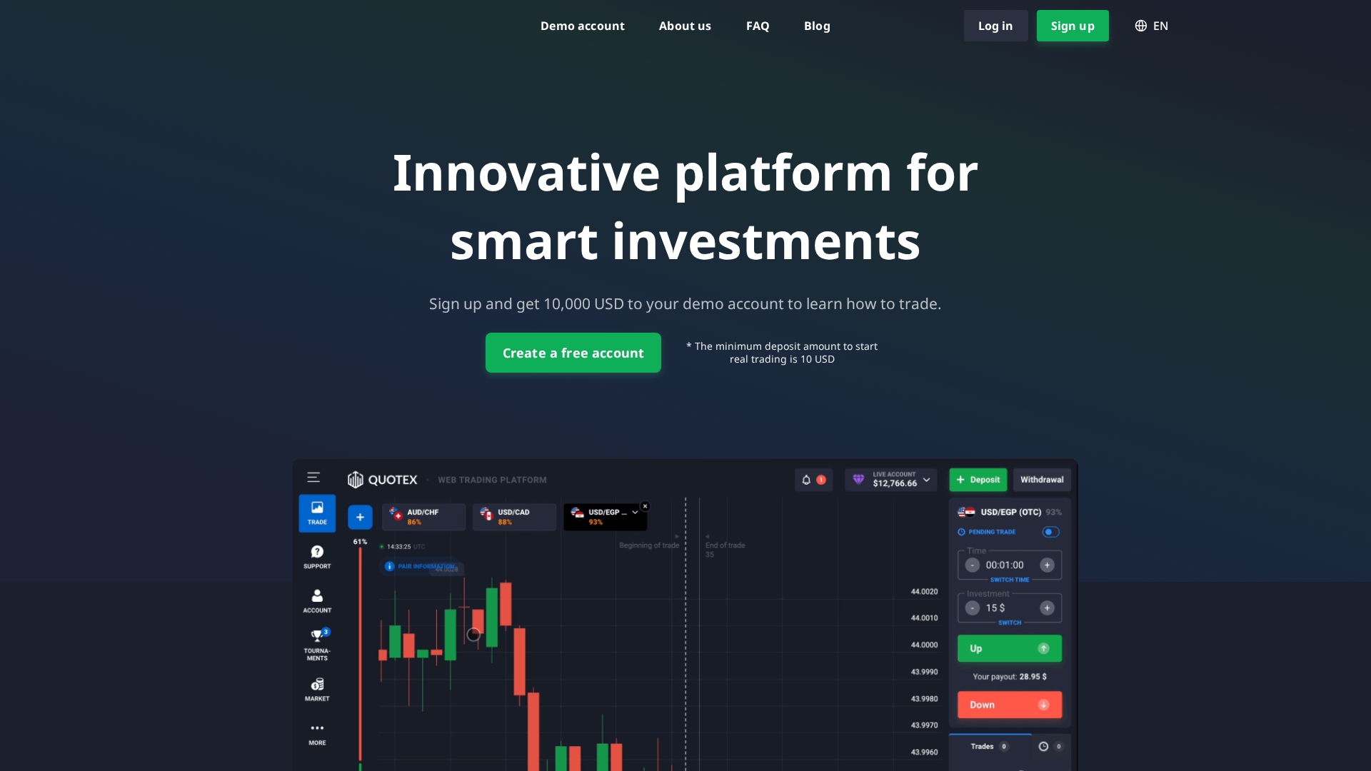 Screenshot of quotex-trading.com.pk
