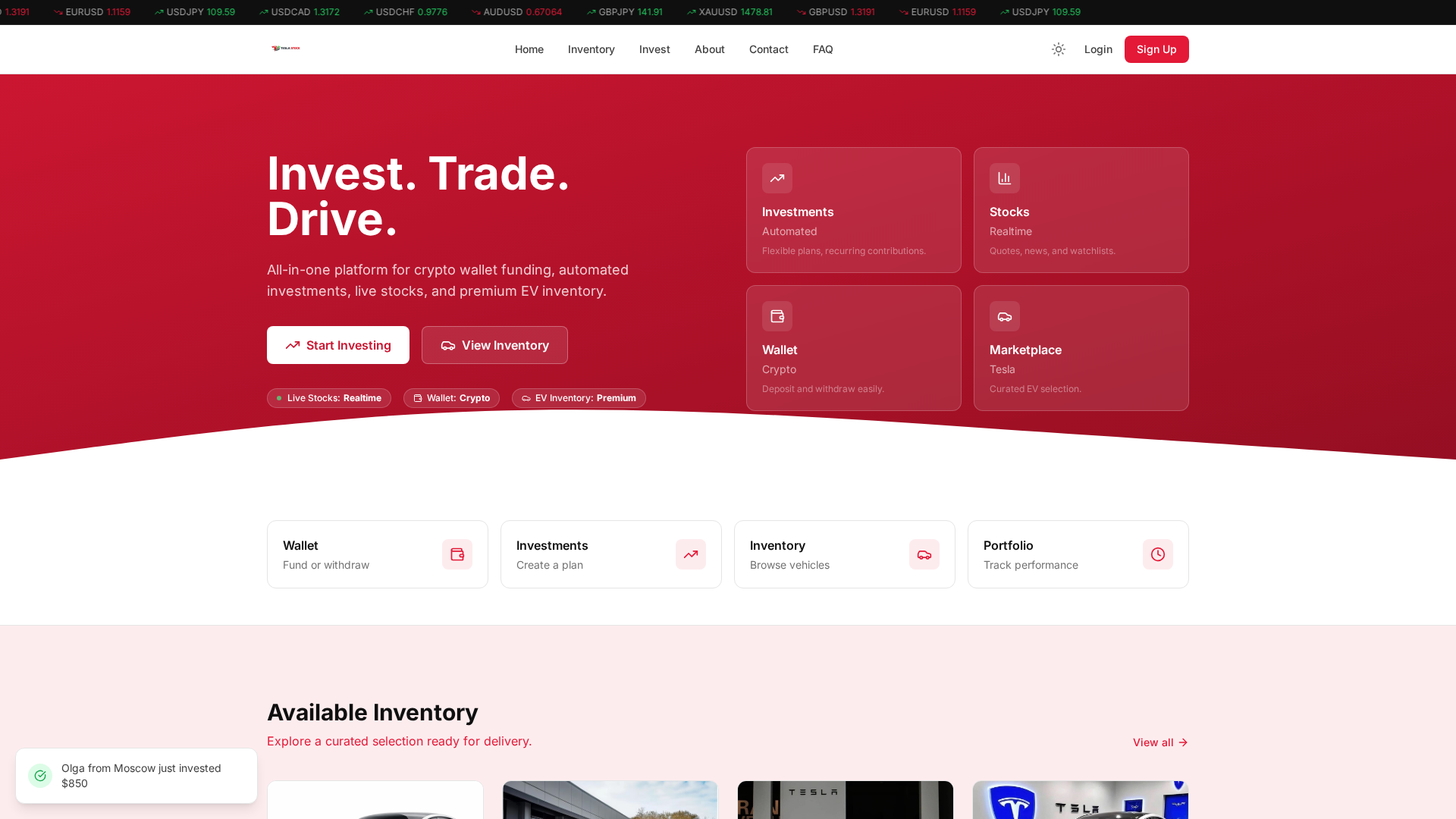 Screenshot of tesla-stock.net