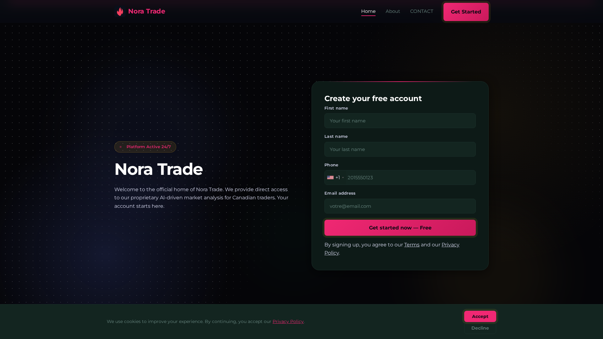 Screenshot of noratrade.org