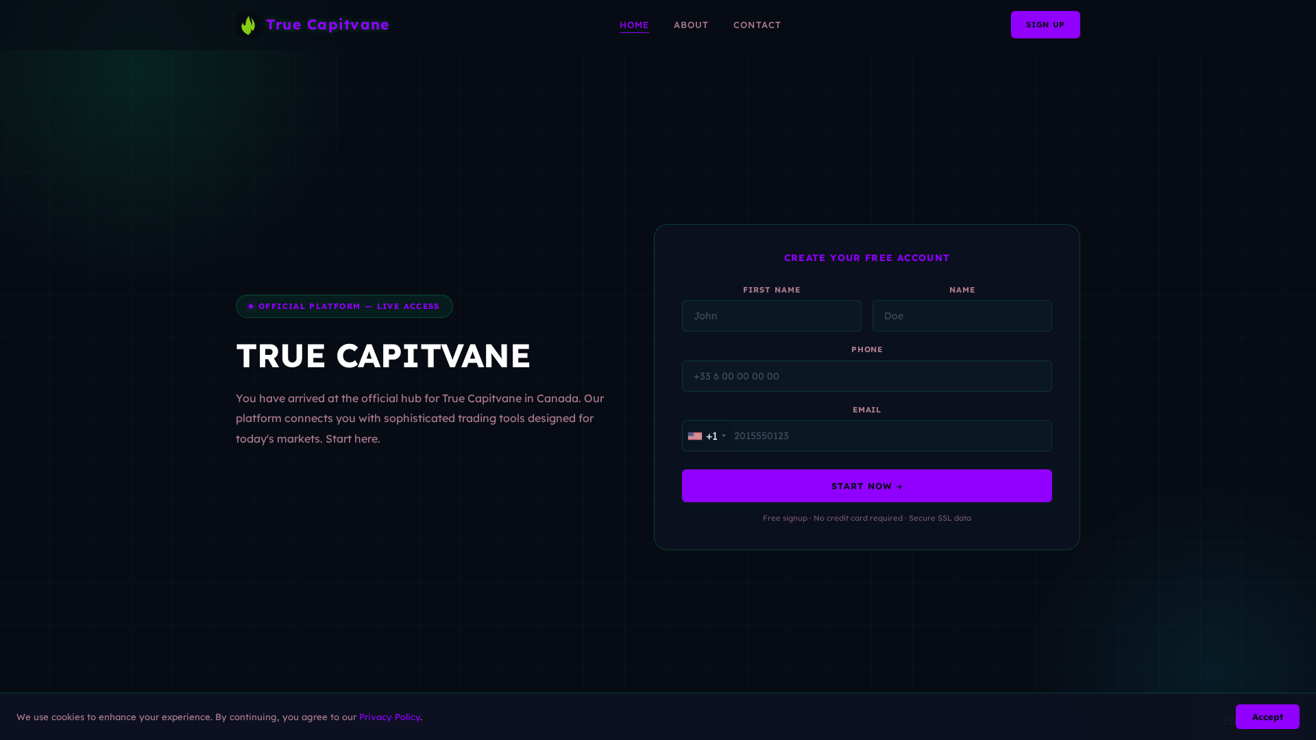 Screenshot of truecapitvane.org