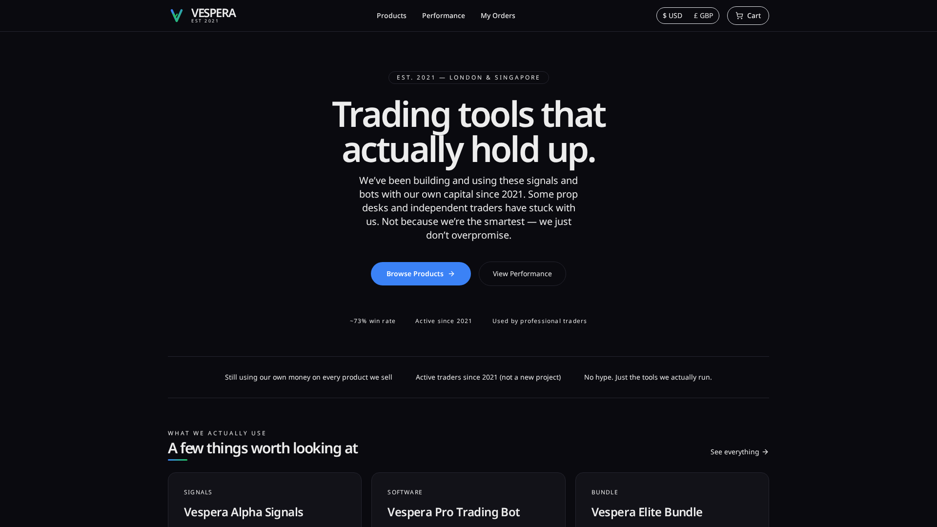 Screenshot of vesperatrade.com
