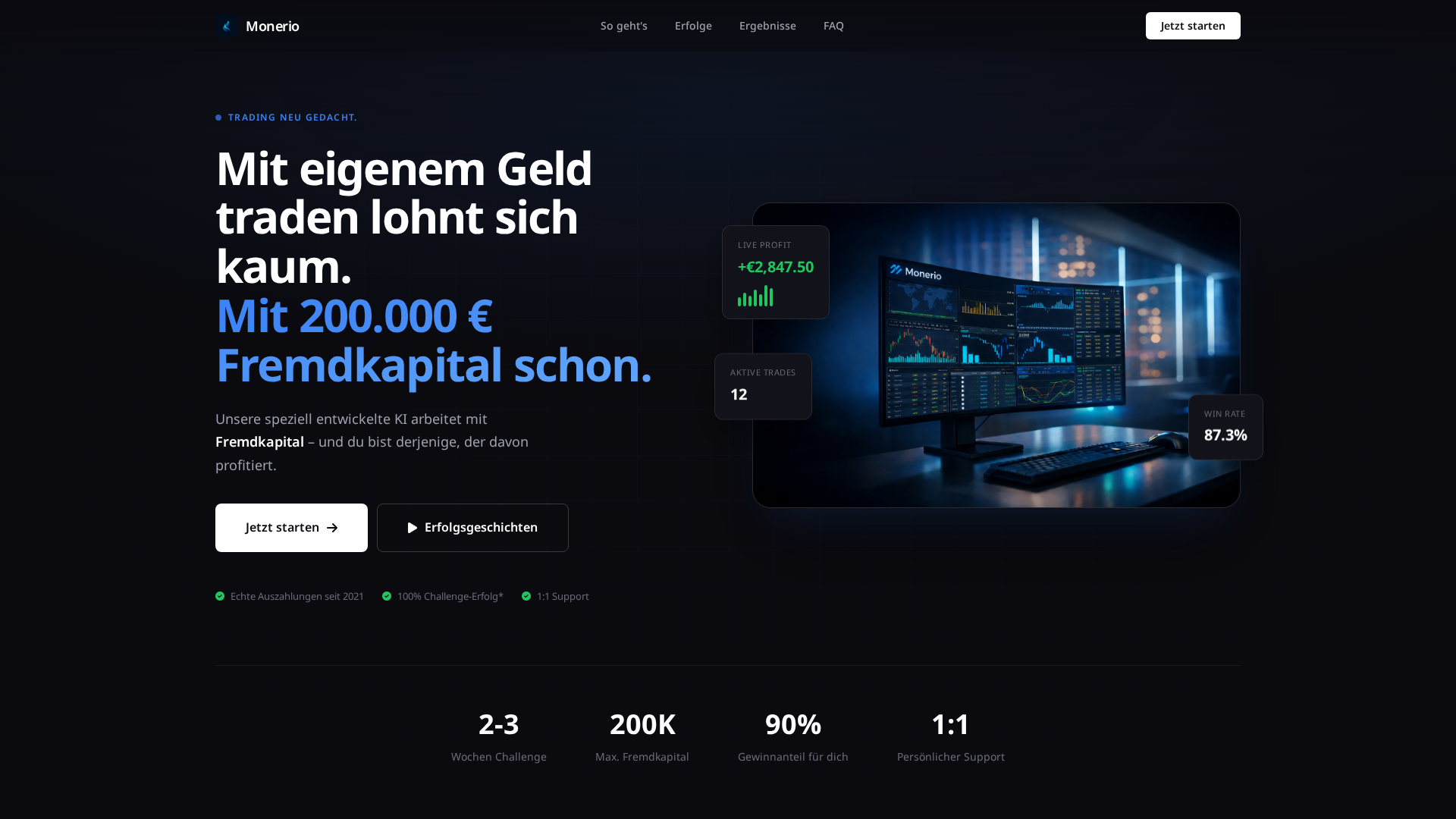 Screenshot of monerio.ai