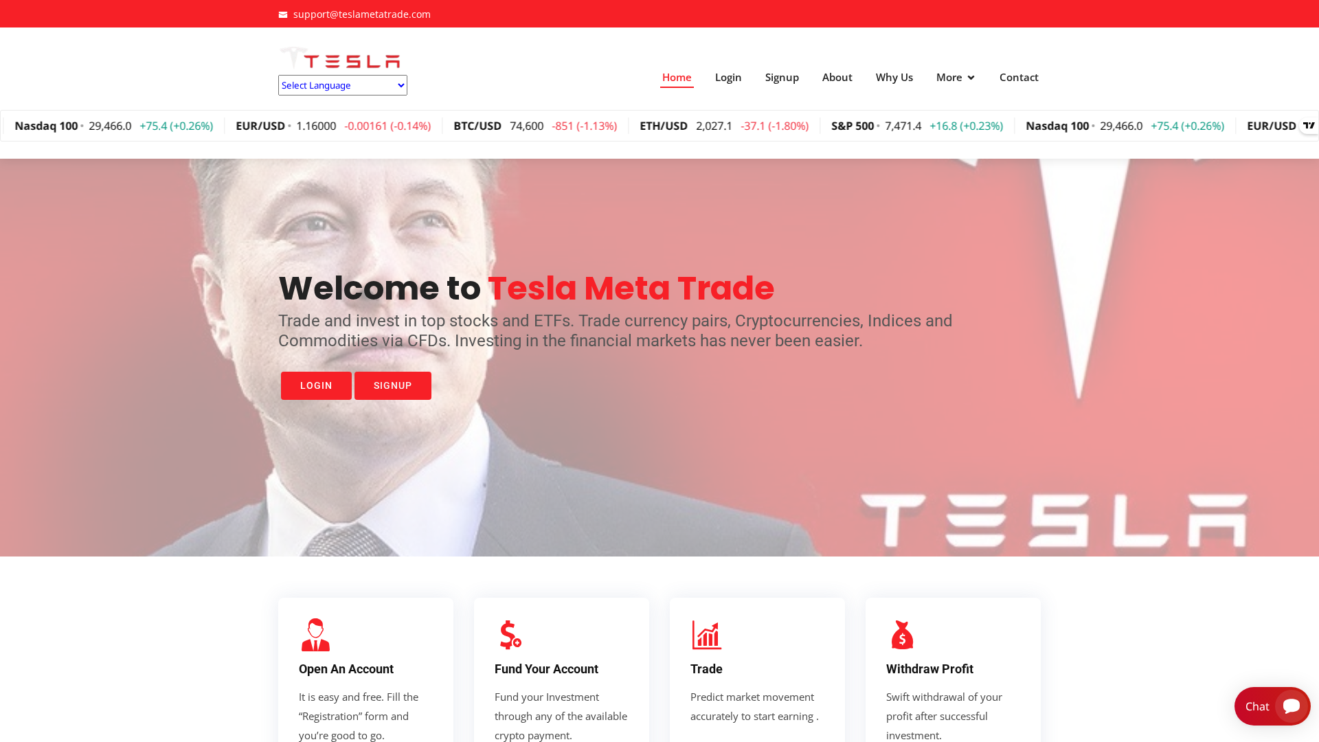 Screenshot of teslametatrade.com