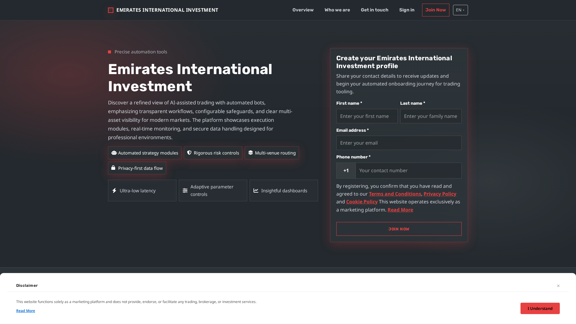 Screenshot of emiratesintlinvest.click