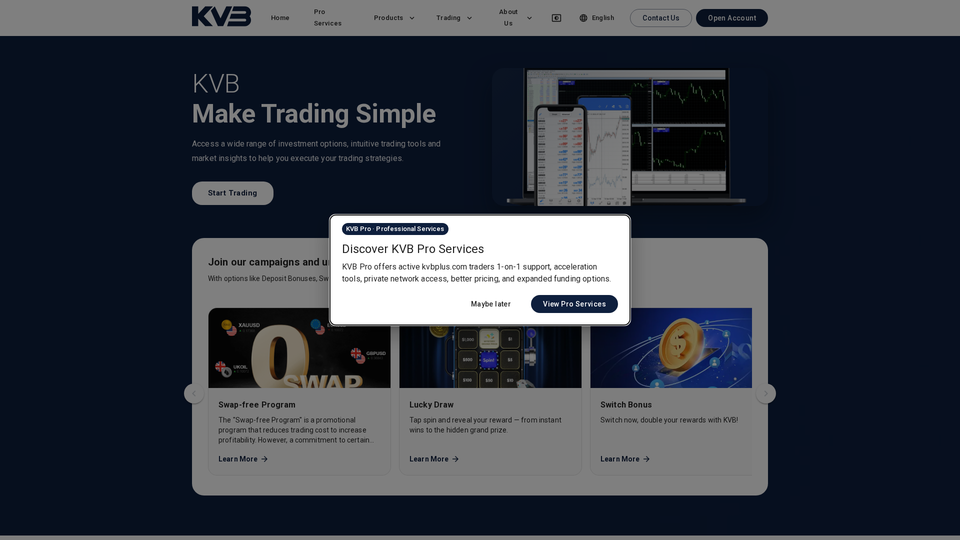 Screenshot of kvbfx.net