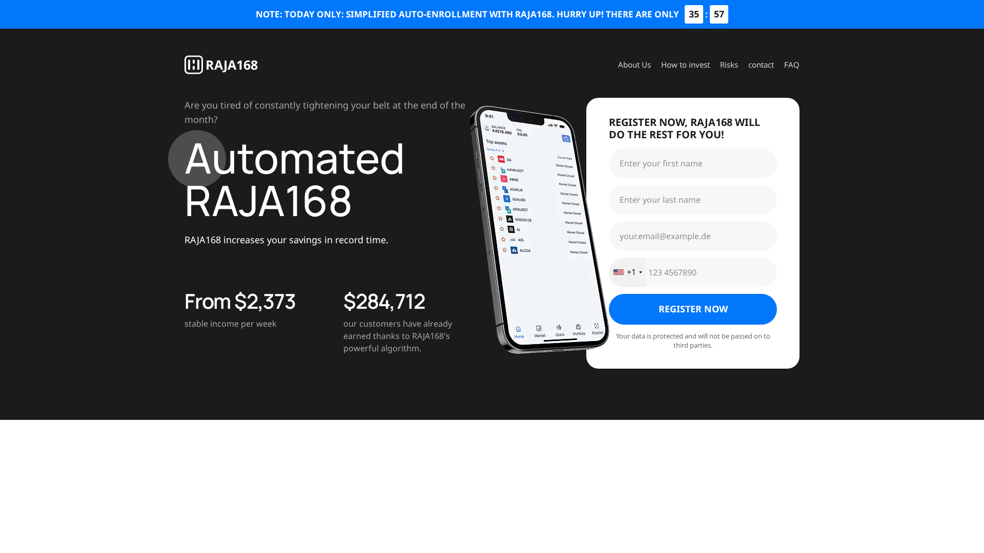 Screenshot of raja168trade.com
