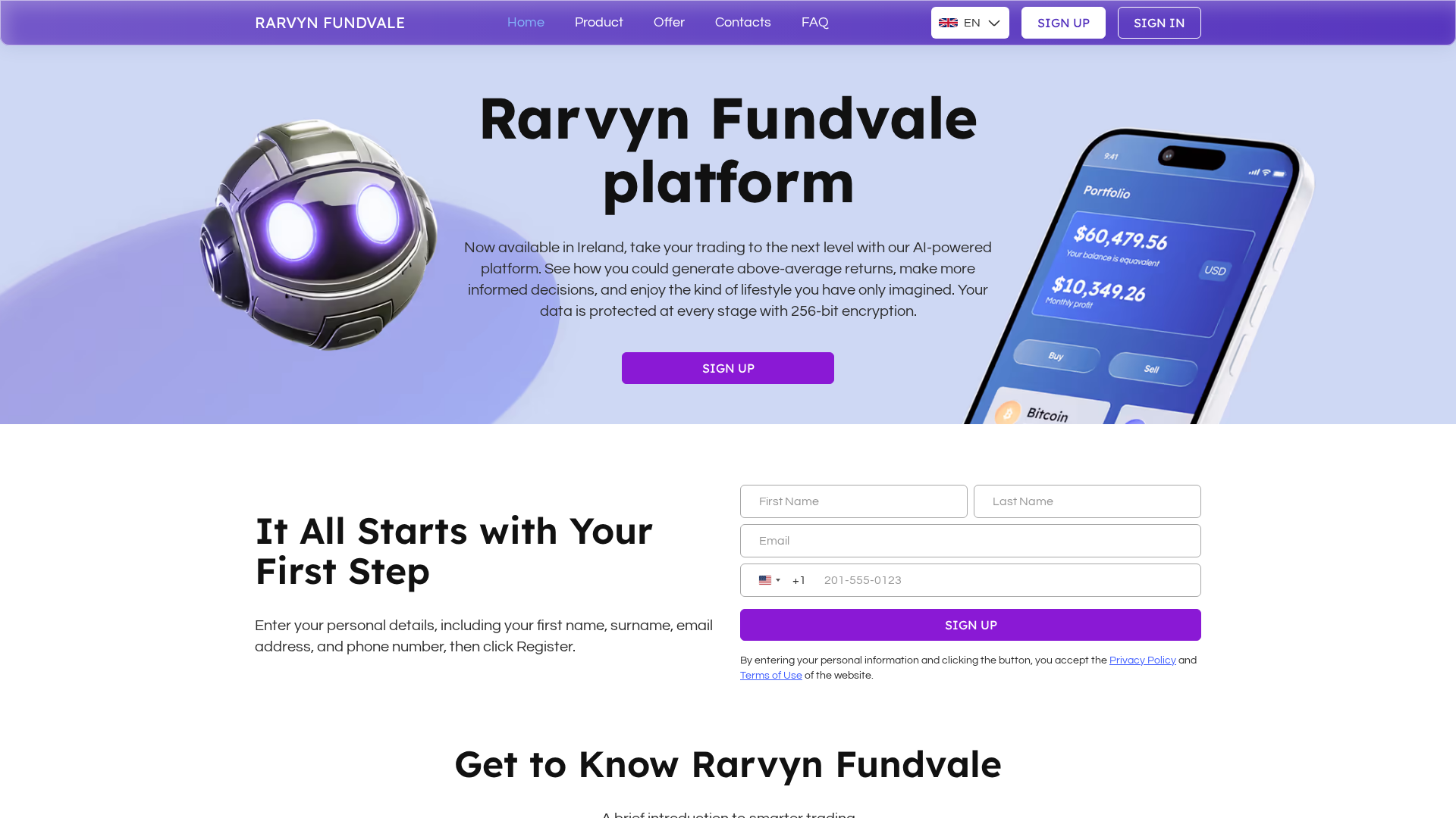 Screenshot of rarvyn-fundvale.com
