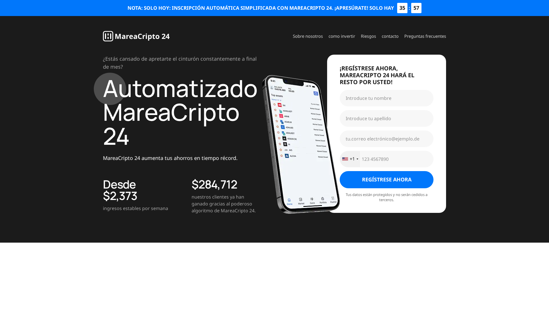 Screenshot of mareacripto24trade.com