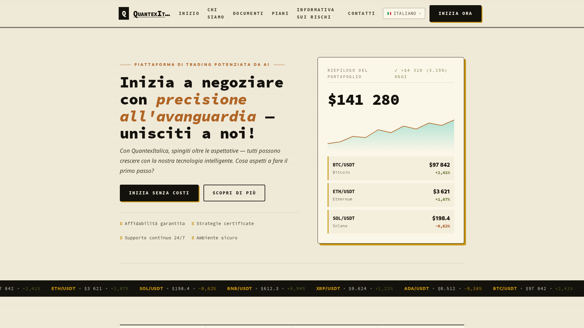 Screenshot of quantexitalicaplatform.com