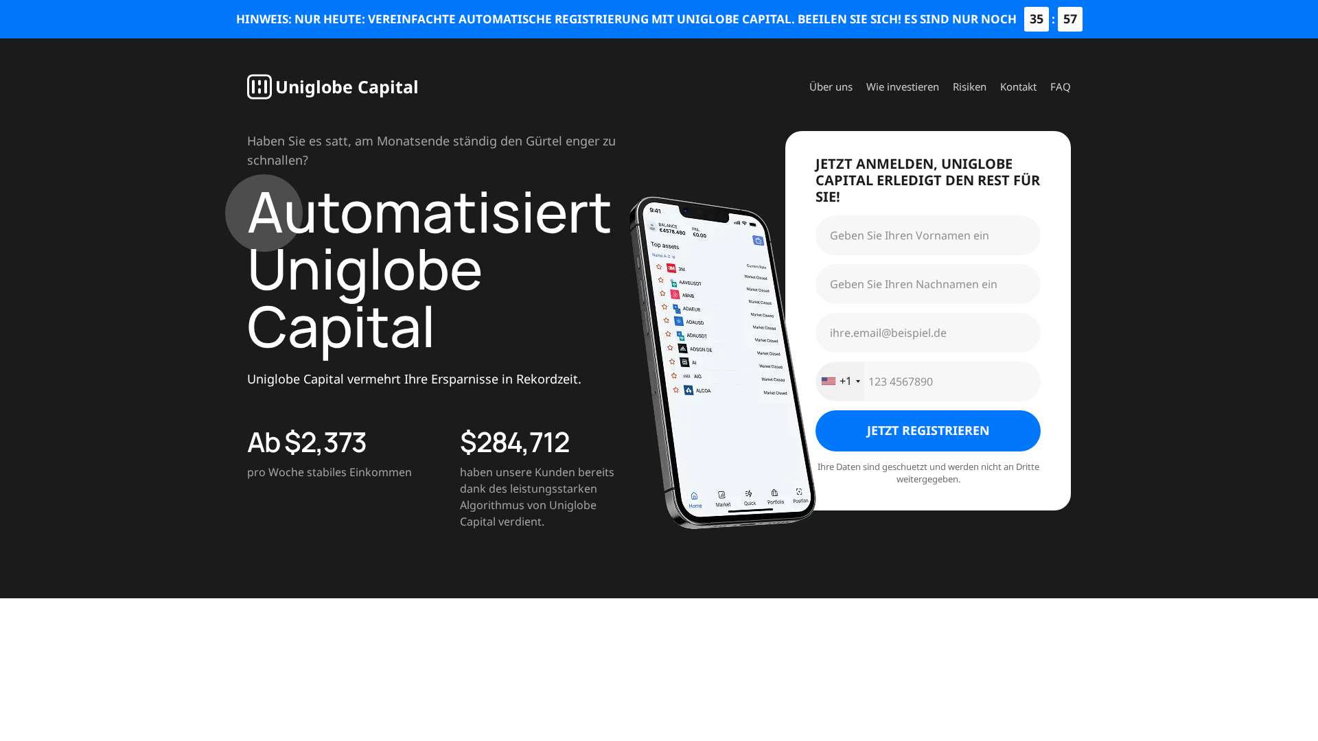 Screenshot of uniglobecapital.de