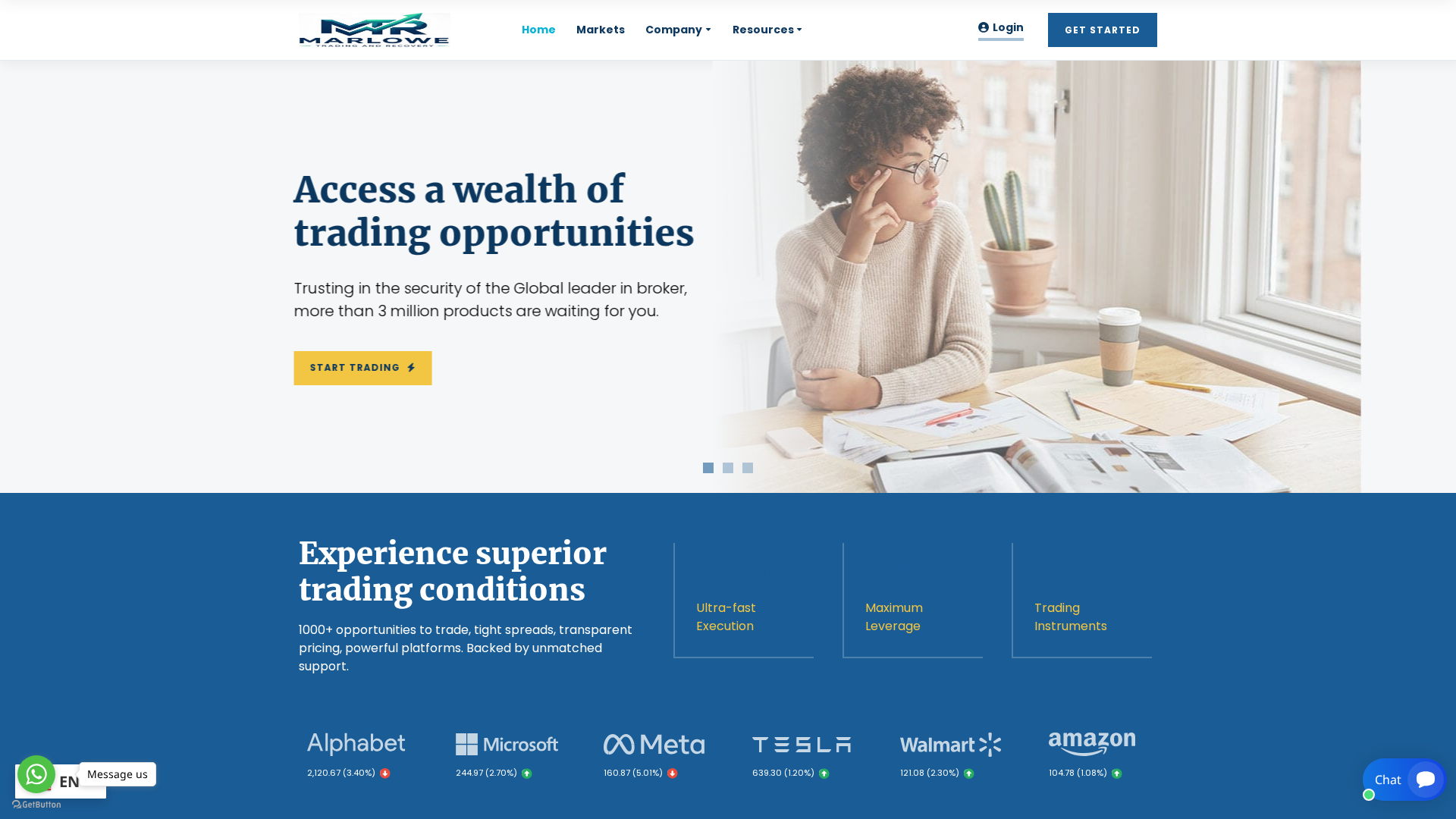 Screenshot of marlowetradingandrecovery.com