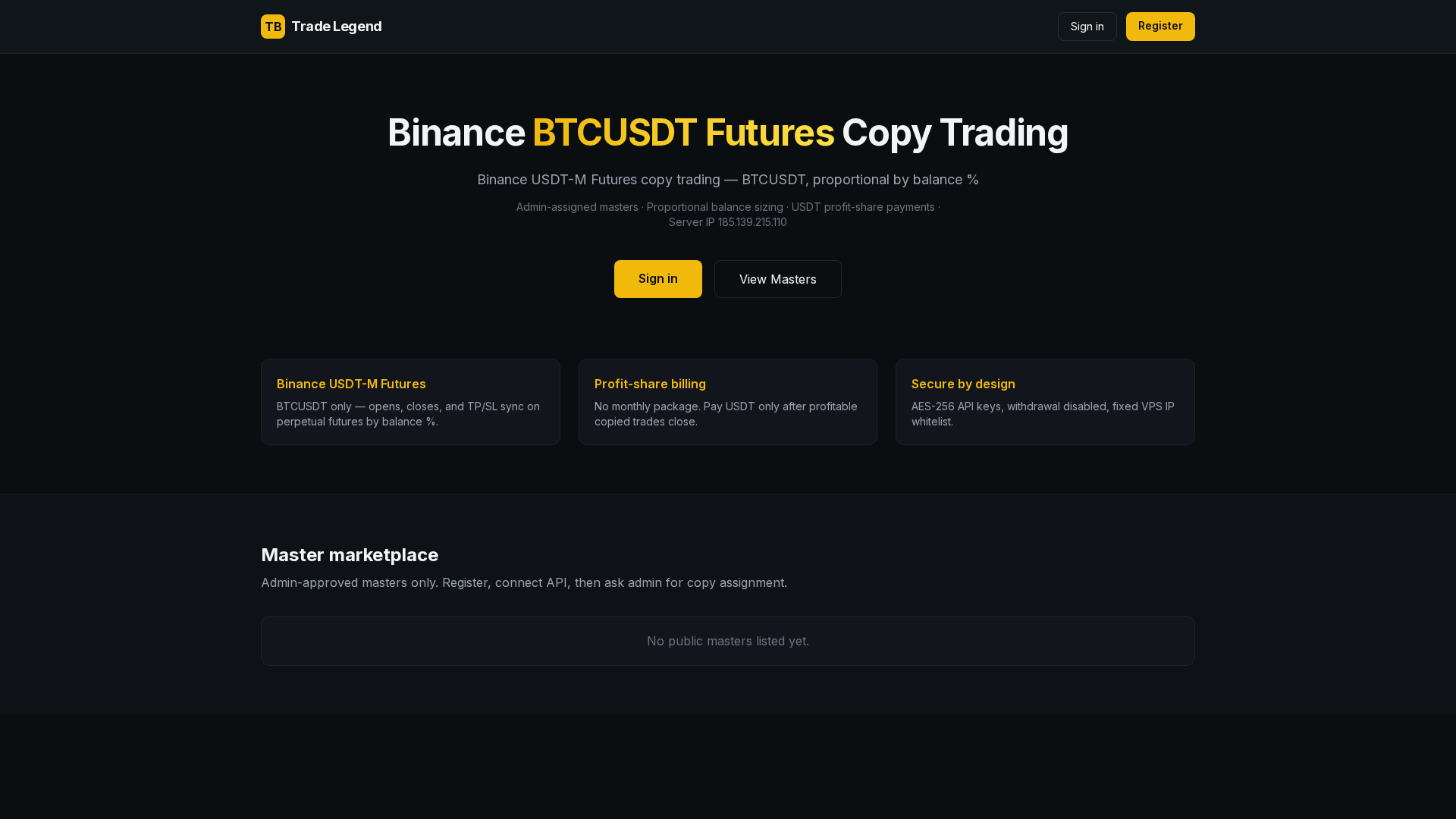 Screenshot of tradelegend.org
