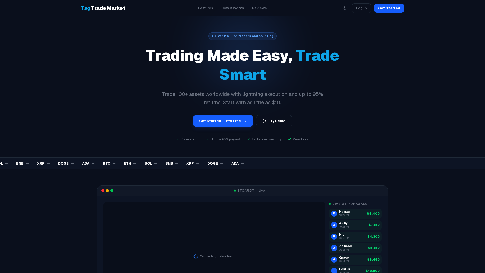 Screenshot of tagtrademarket.com