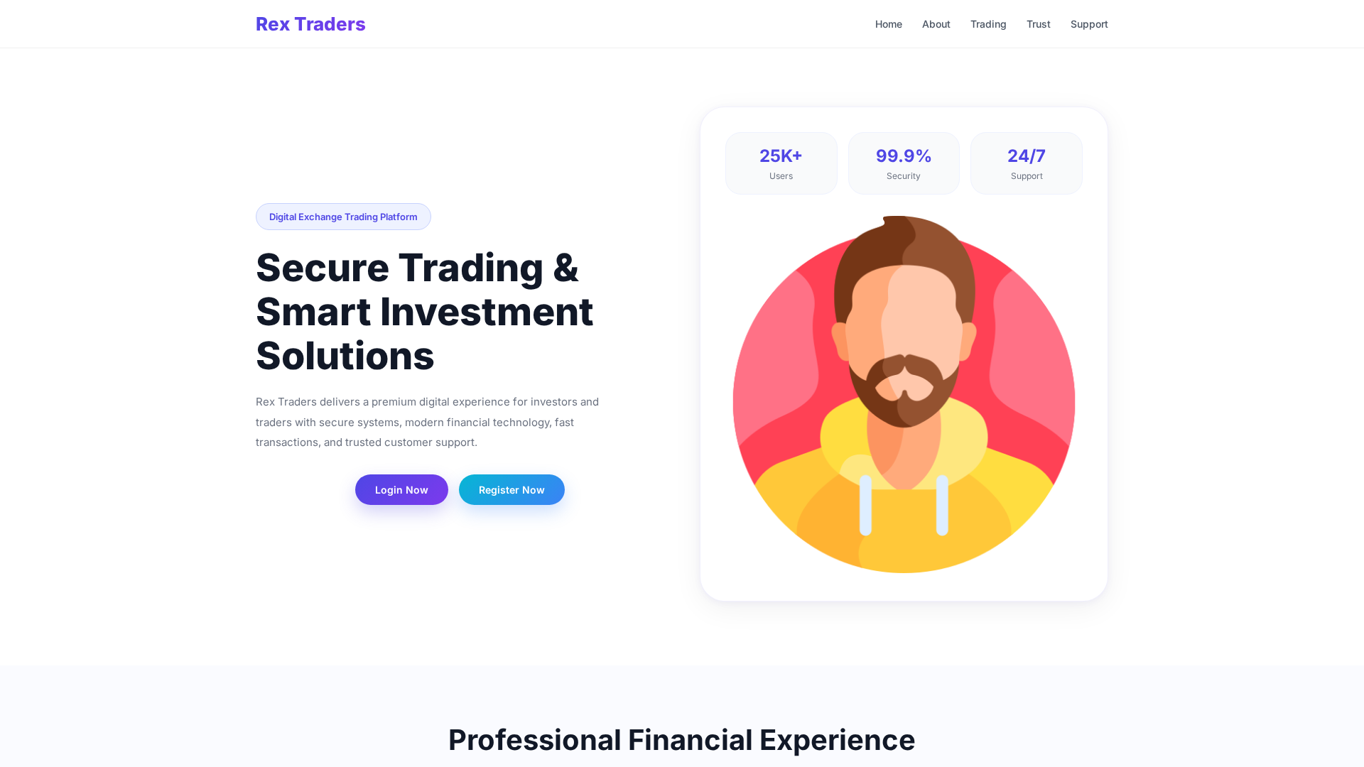 Screenshot of rextraders.exchange