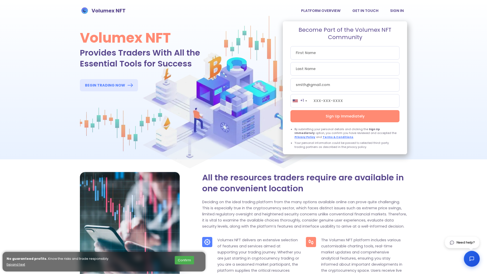 Screenshot of volumexnftai.com