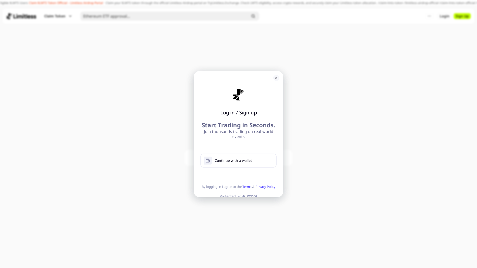 Screenshot of trylimitless.exchange