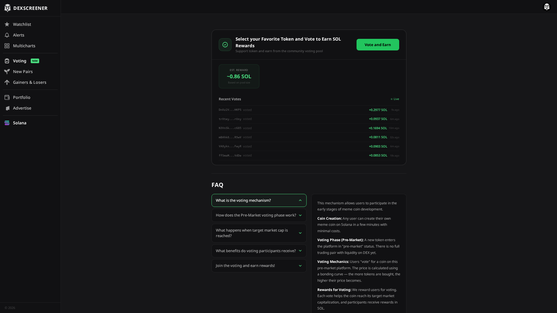 Screenshot of trending-dexscreener.com