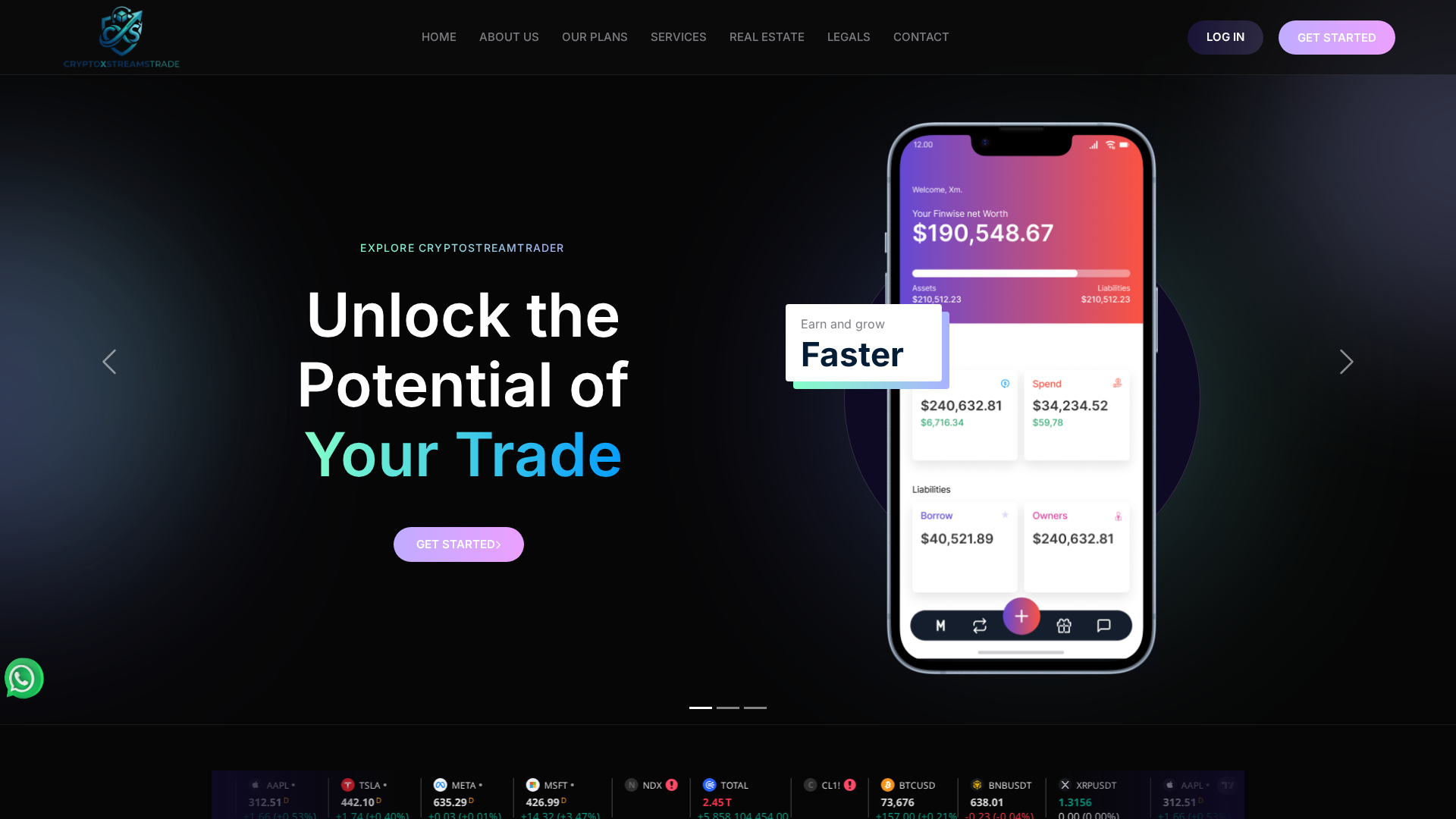 Screenshot of cryptostreamtrader.com