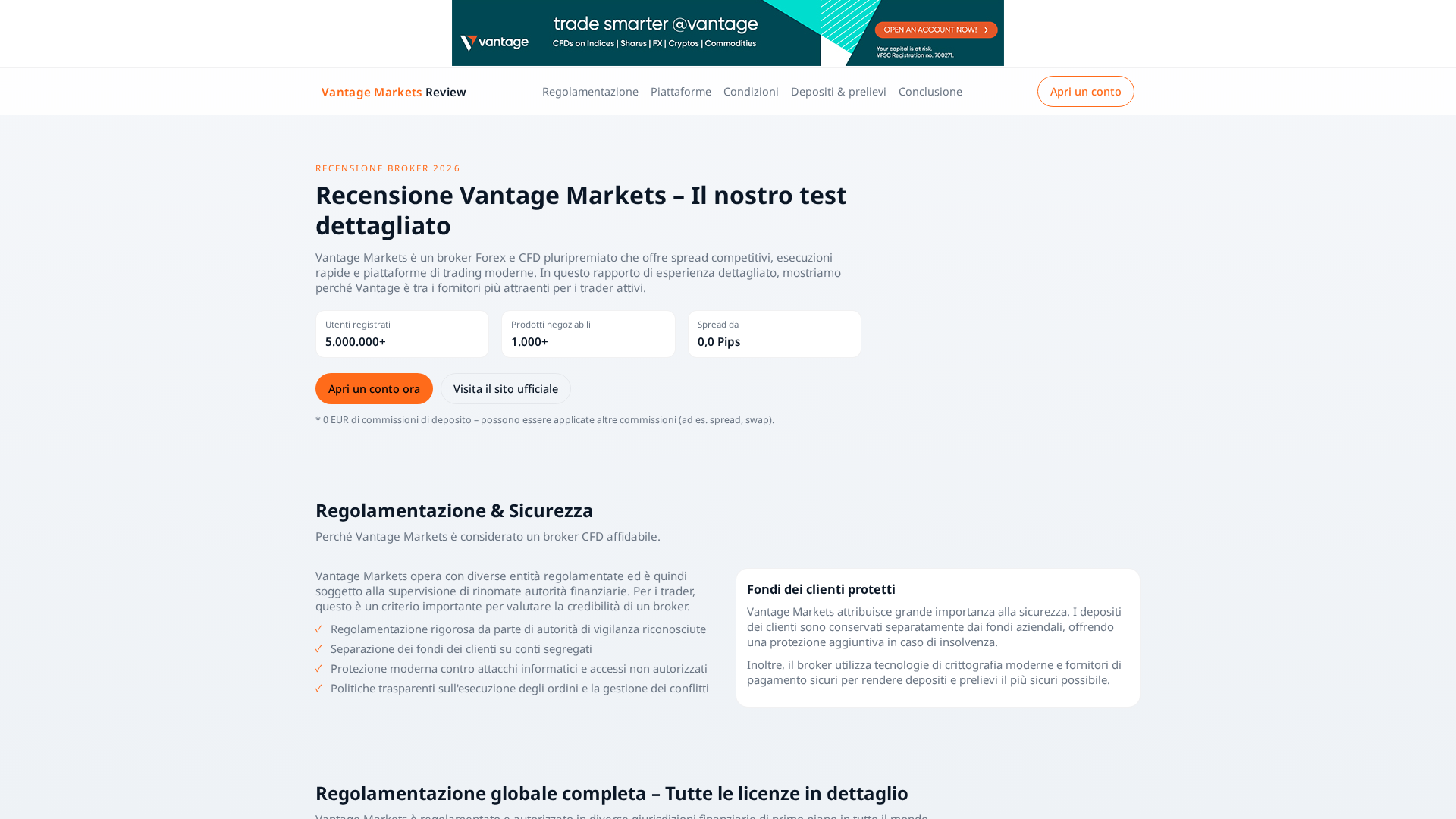 Screenshot of vantagemarkets.it