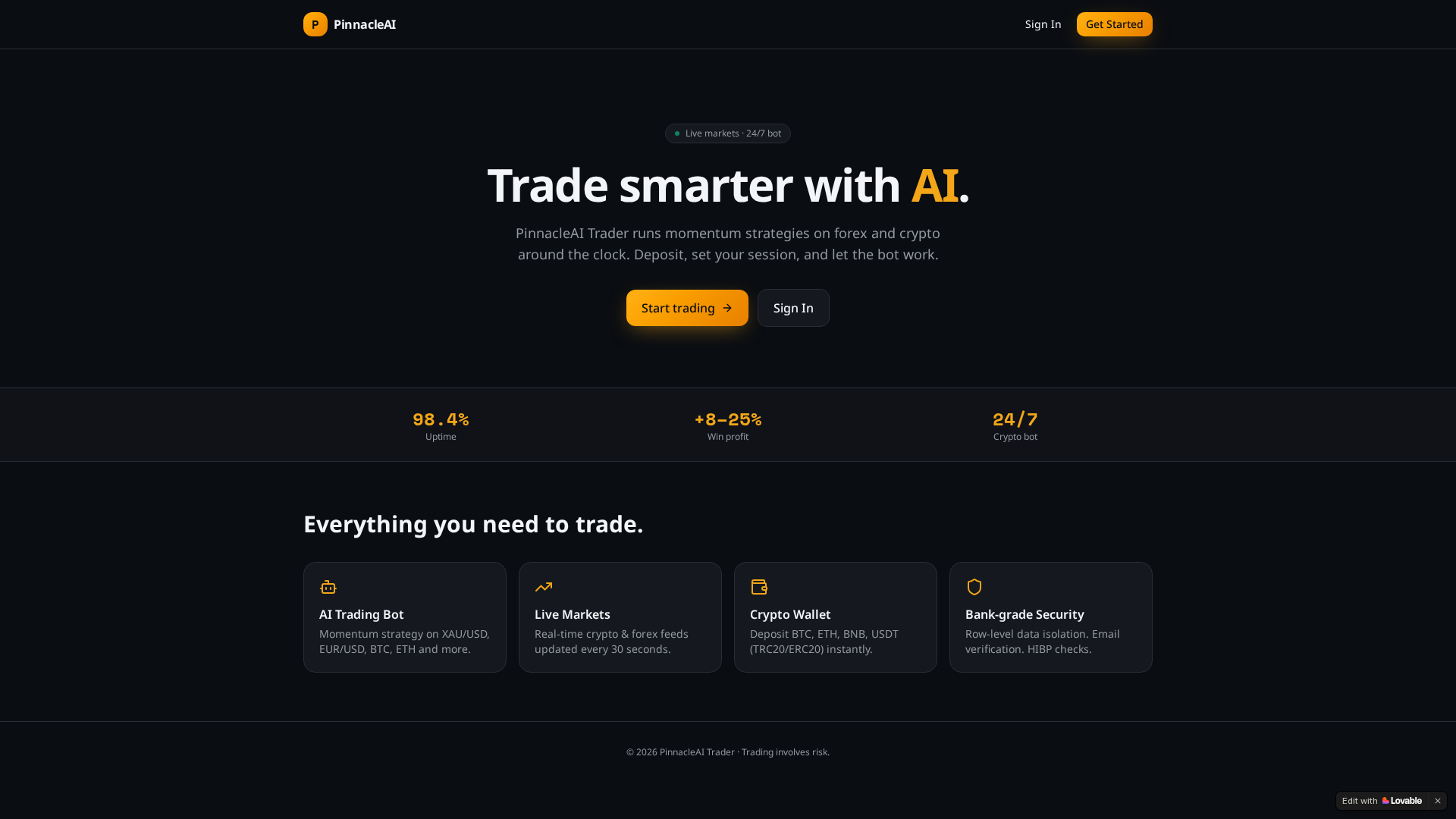 Screenshot of ai-trader-pro.website