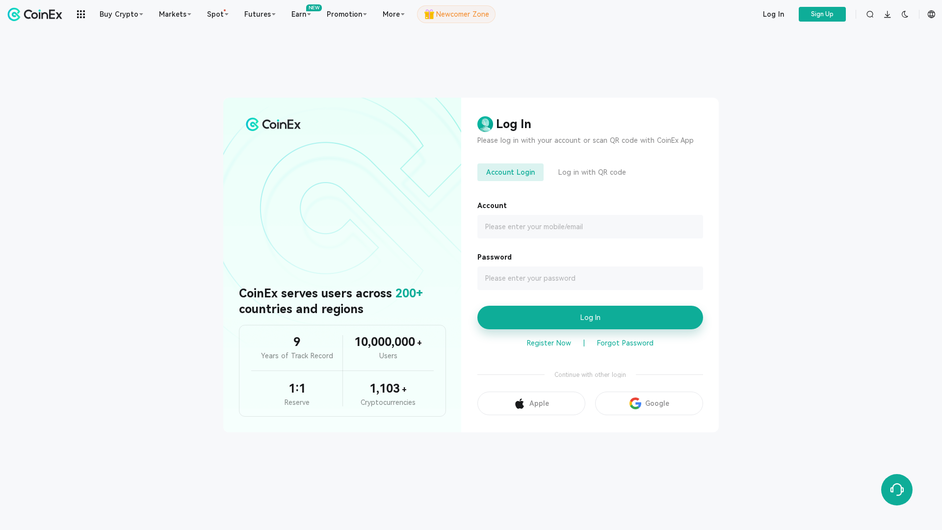 Screenshot of coinex-login.com