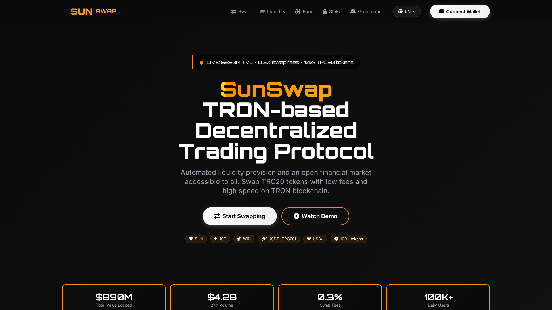 Screenshot of sunswap.asia
